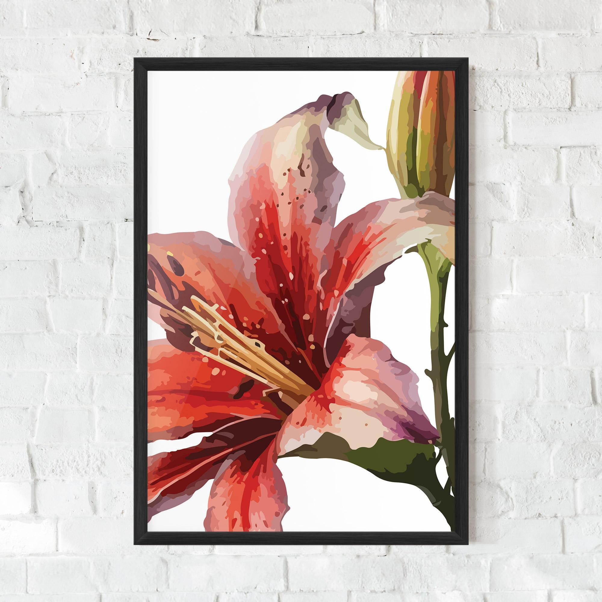 Gerahmte Poster Pretty Red Purple Lily mockup 0