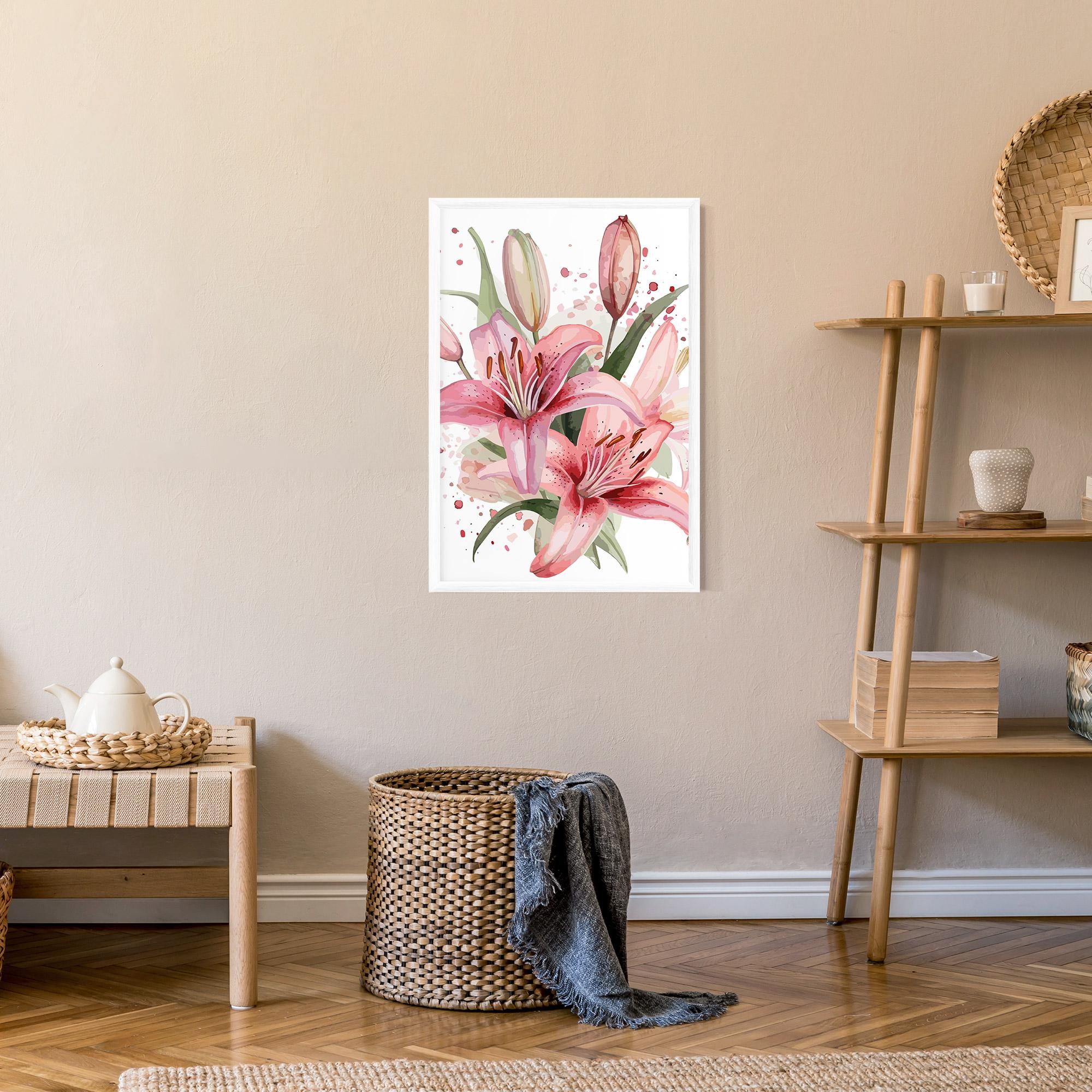 Gerahmte Poster Beautiful Pink Lily mockup 9