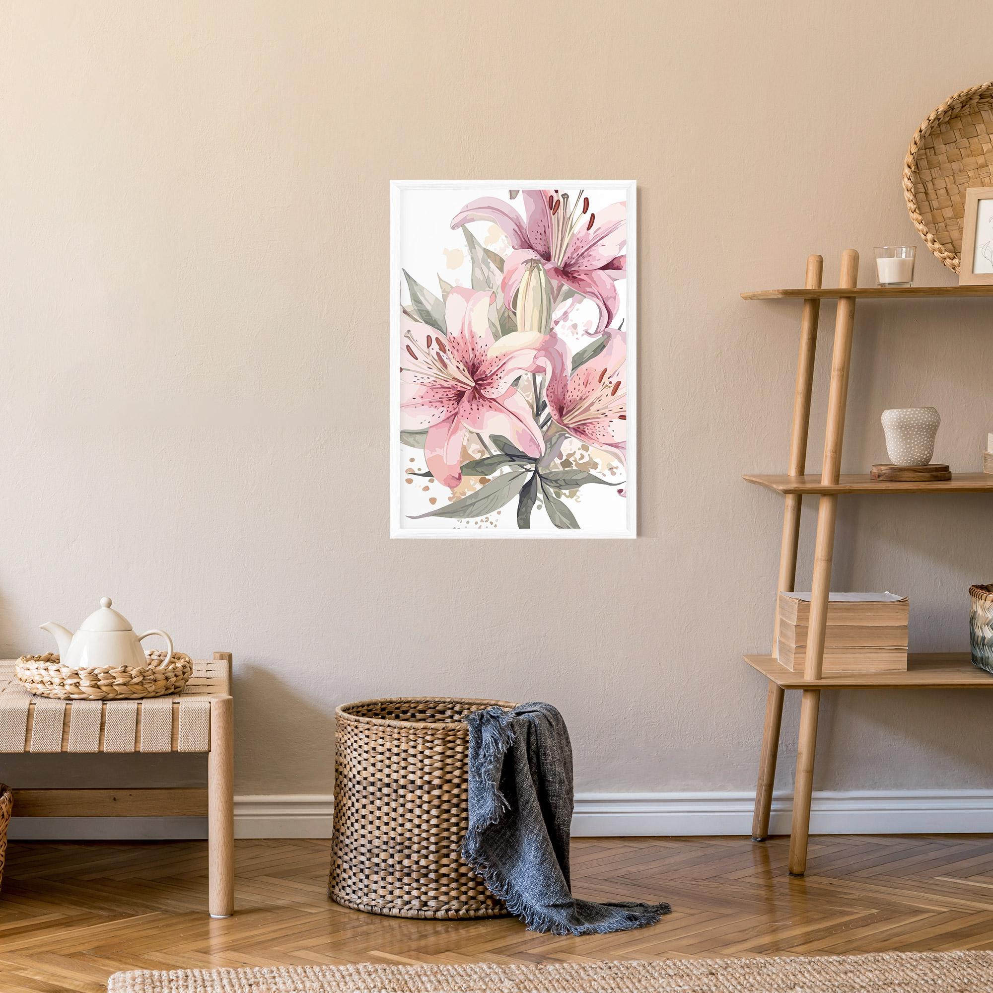 Gerahmte Poster Light Pink Lily Art mockup 9