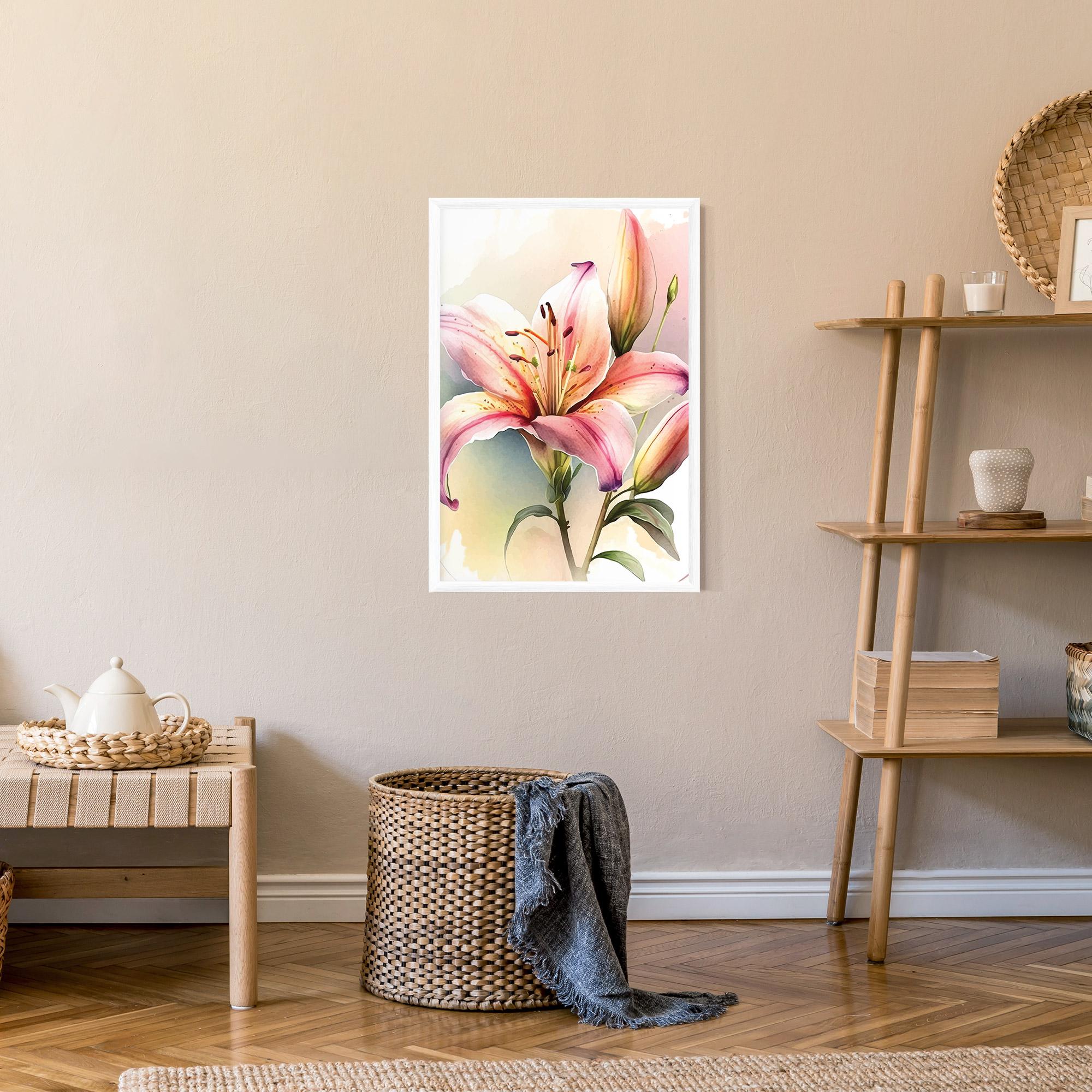 Gerahmte Poster Pink Orange Lily mockup 9
