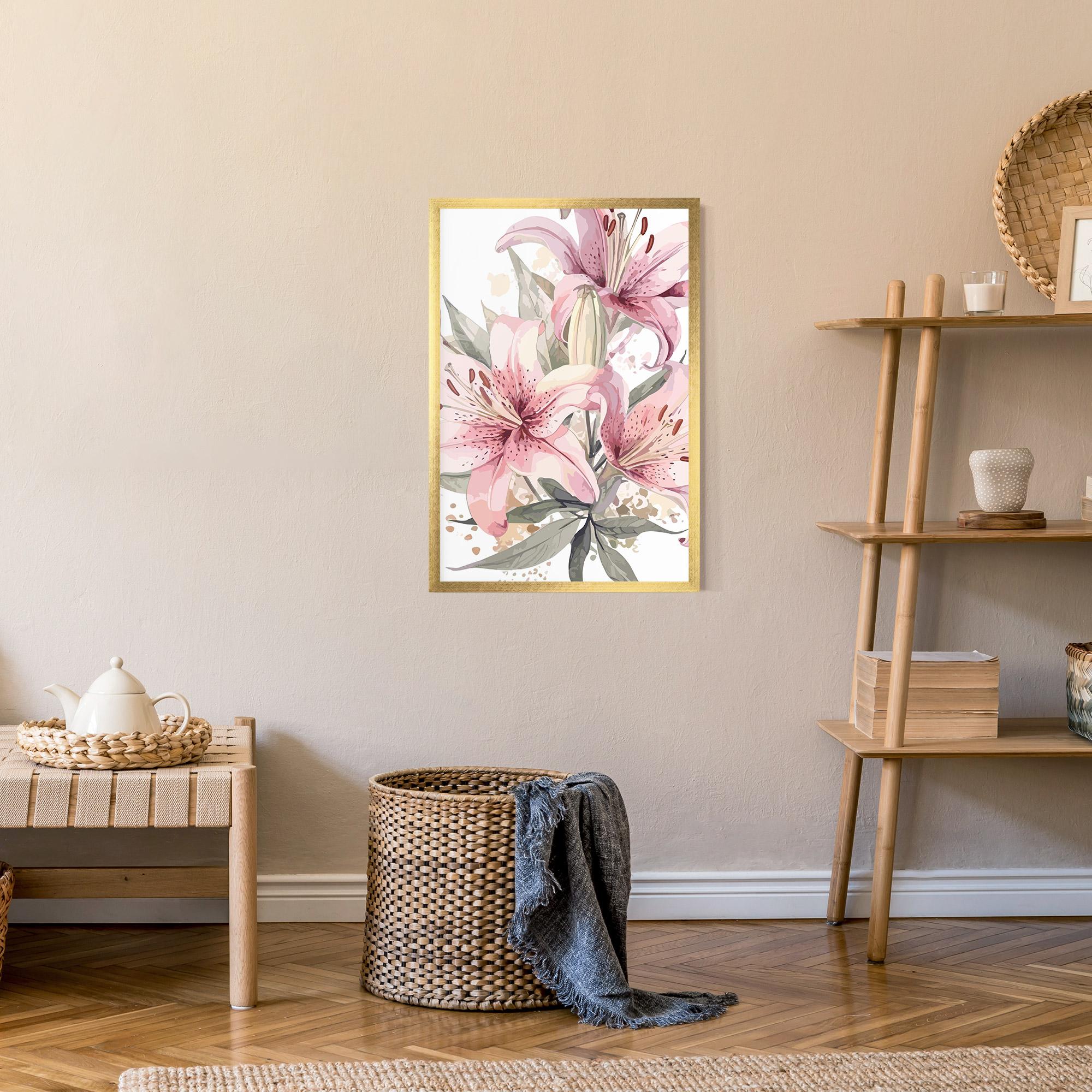 Gerahmte Poster Light Pink Lily Art mockup 9
