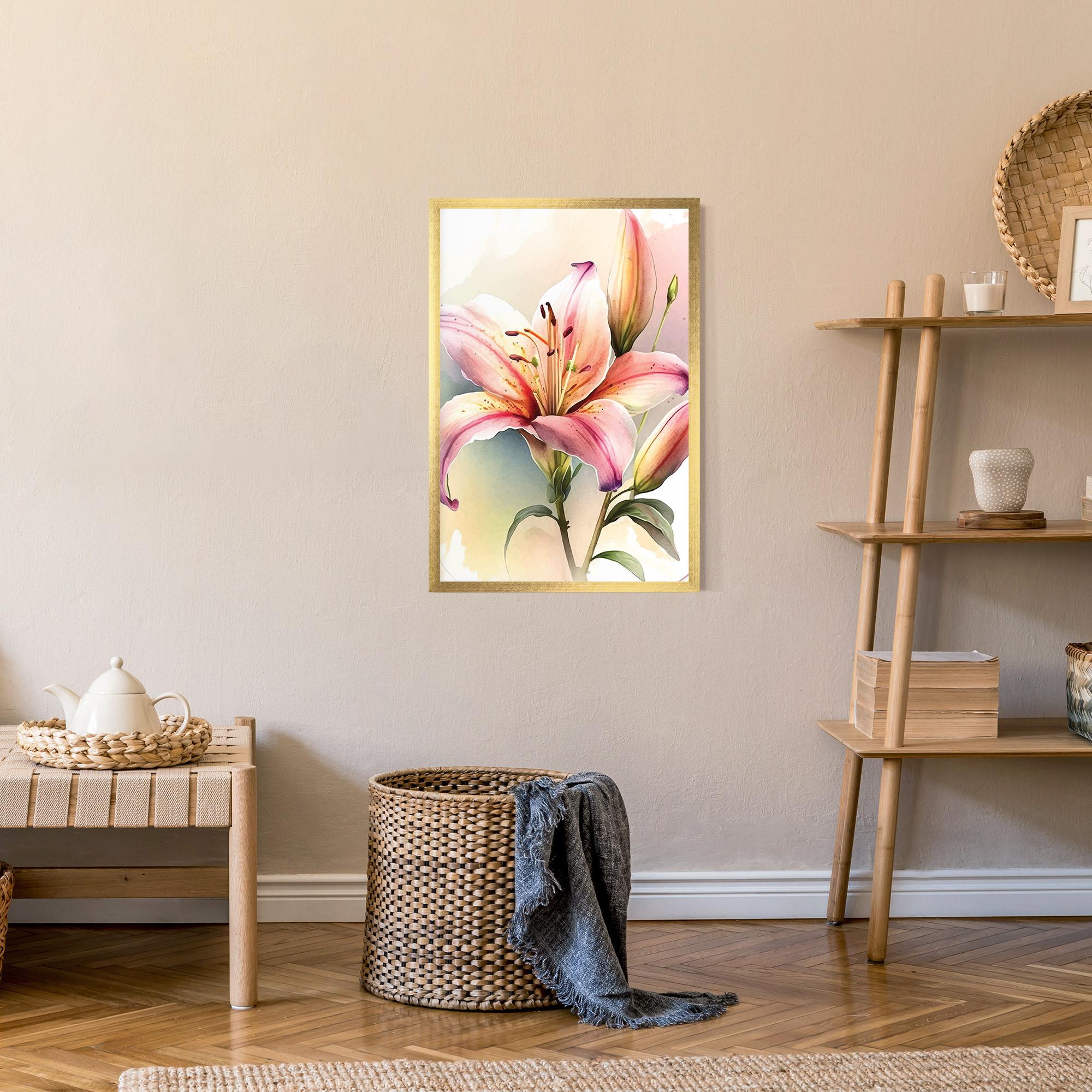 Gerahmte Poster Pink Orange Lily mockup 9