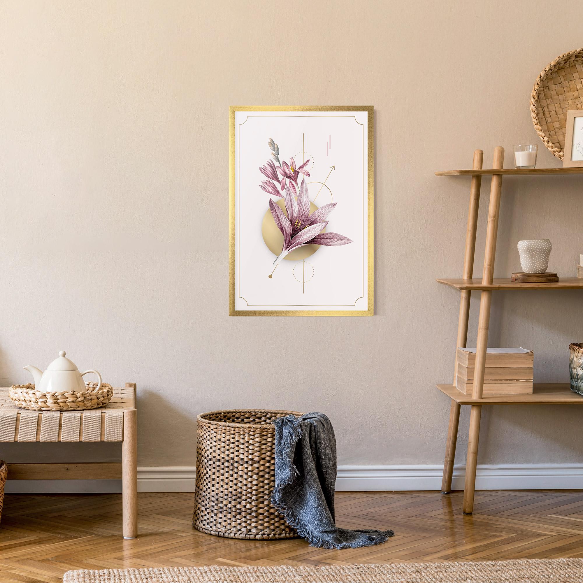 Gerahmte Poster Purple Gold Lily mockup 9