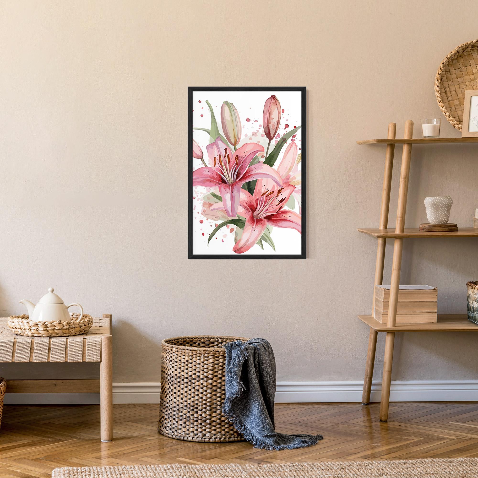 Gerahmte Poster Beautiful Pink Lily mockup 9