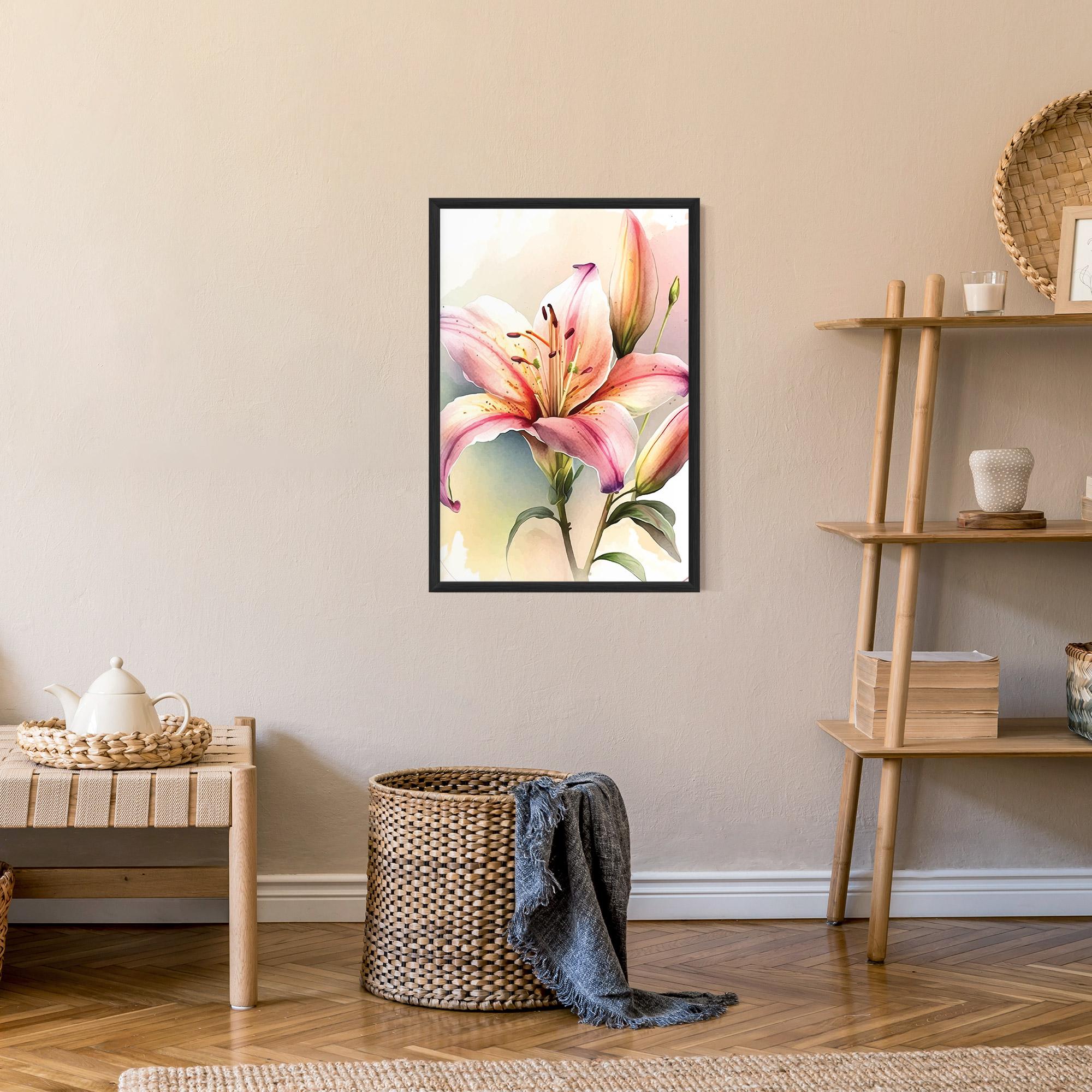 Gerahmte Poster Pink Orange Lily mockup 9