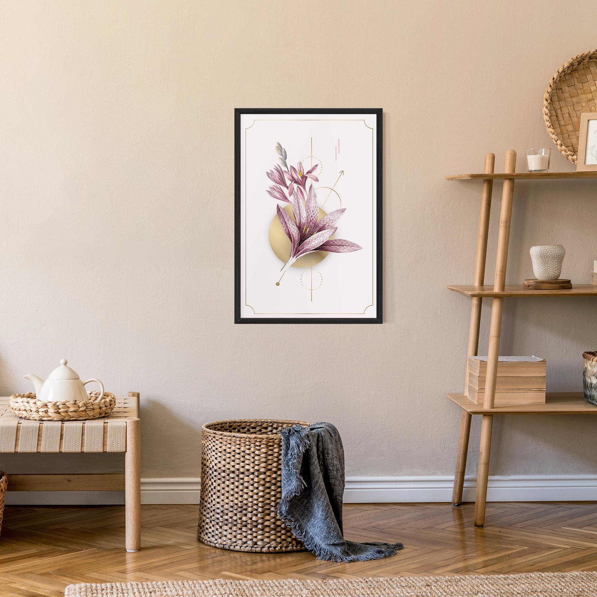 Gerahmte Poster Purple Gold Lily mockup 9