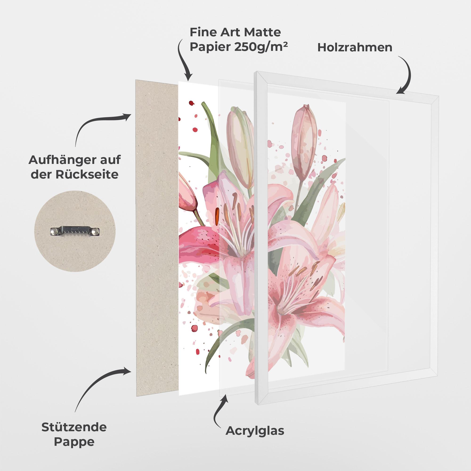 Gerahmte Poster Beautiful Pink Lily mockup 1