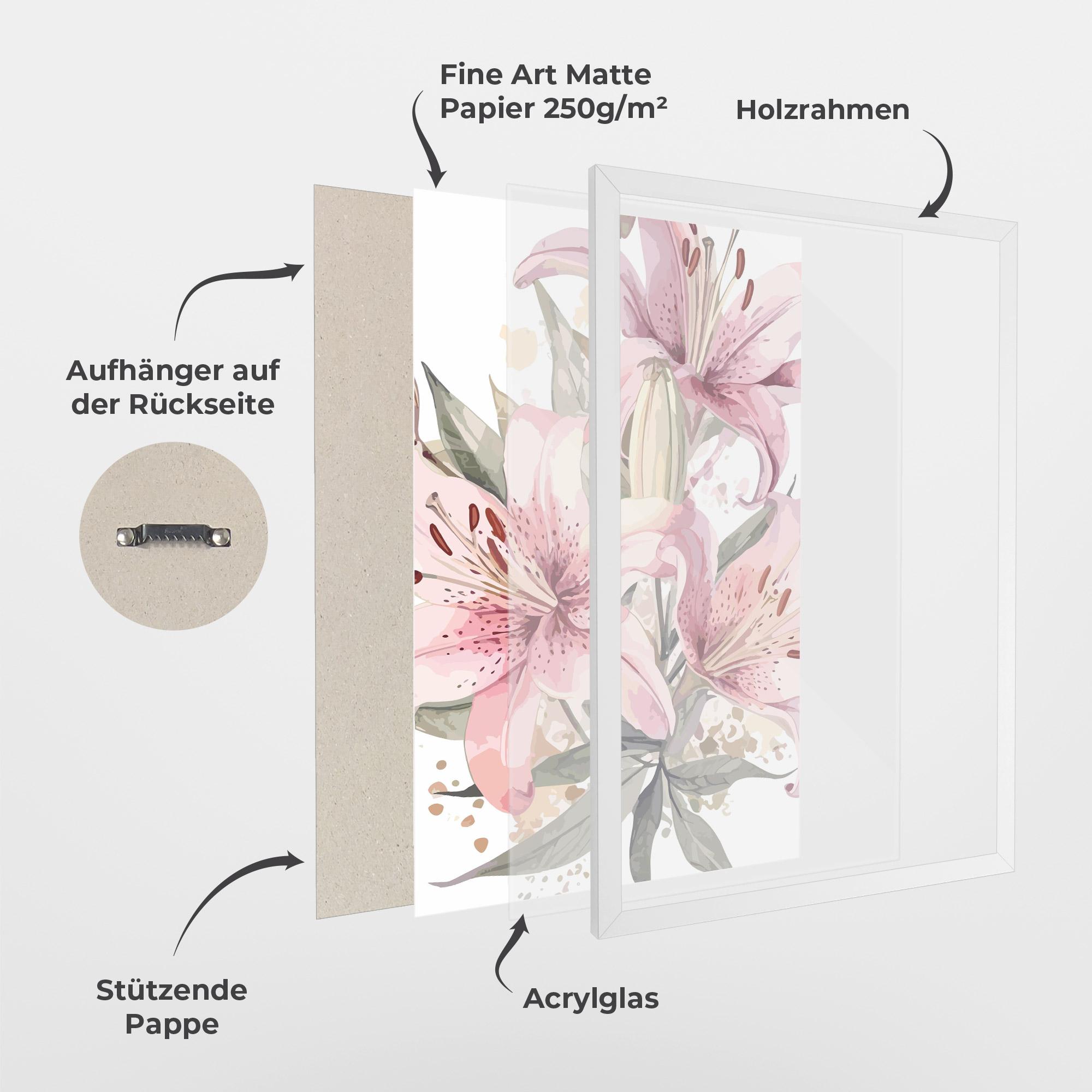 Gerahmte Poster Light Pink Lily Art mockup 1