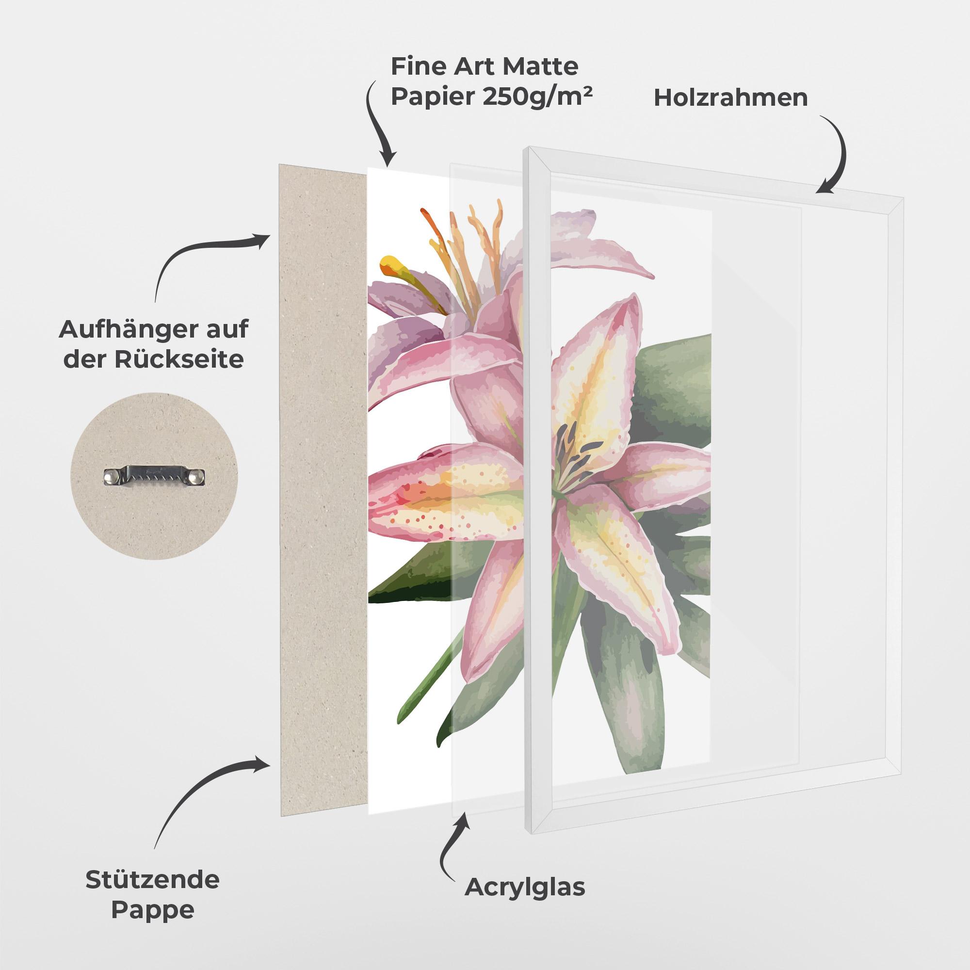 Gerahmte Poster Lily Pretty Pink mockup 1