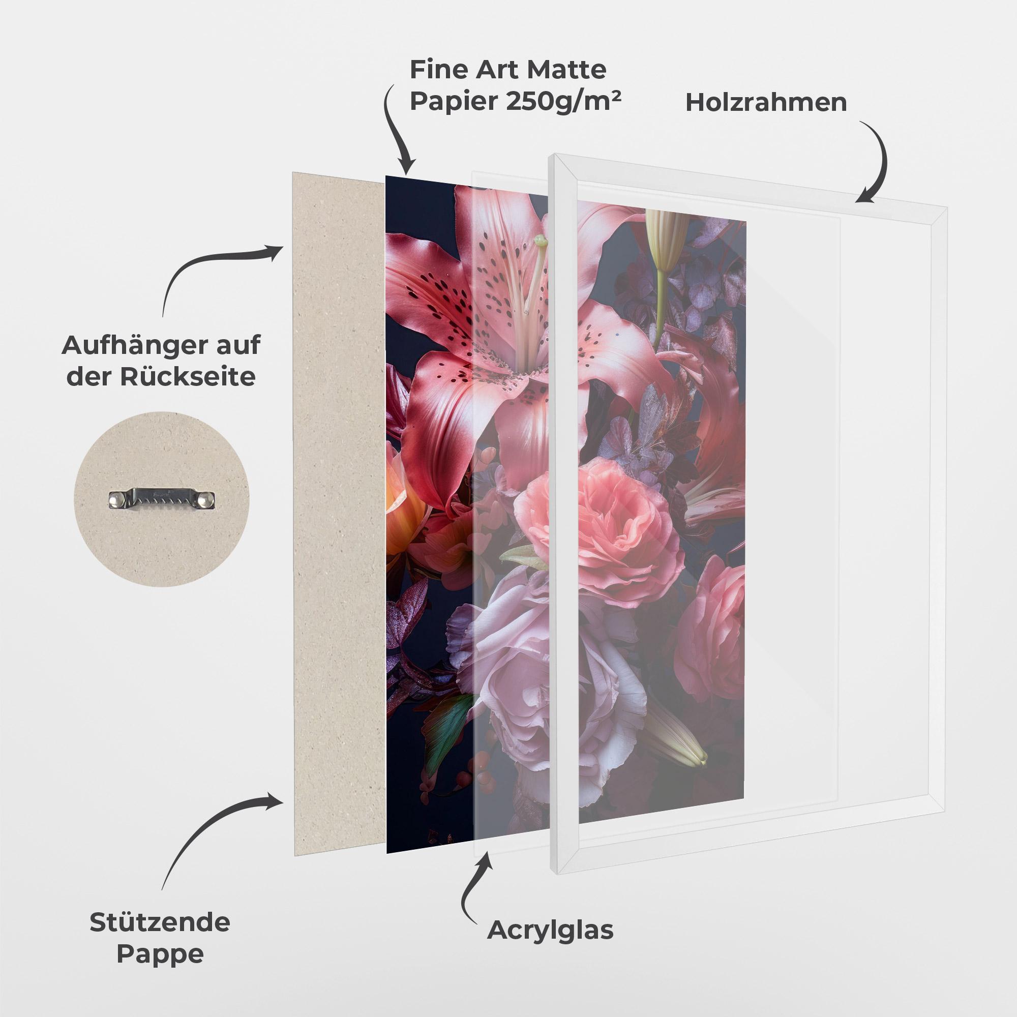 Gerahmte Poster Pink Lily Roses mockup 1