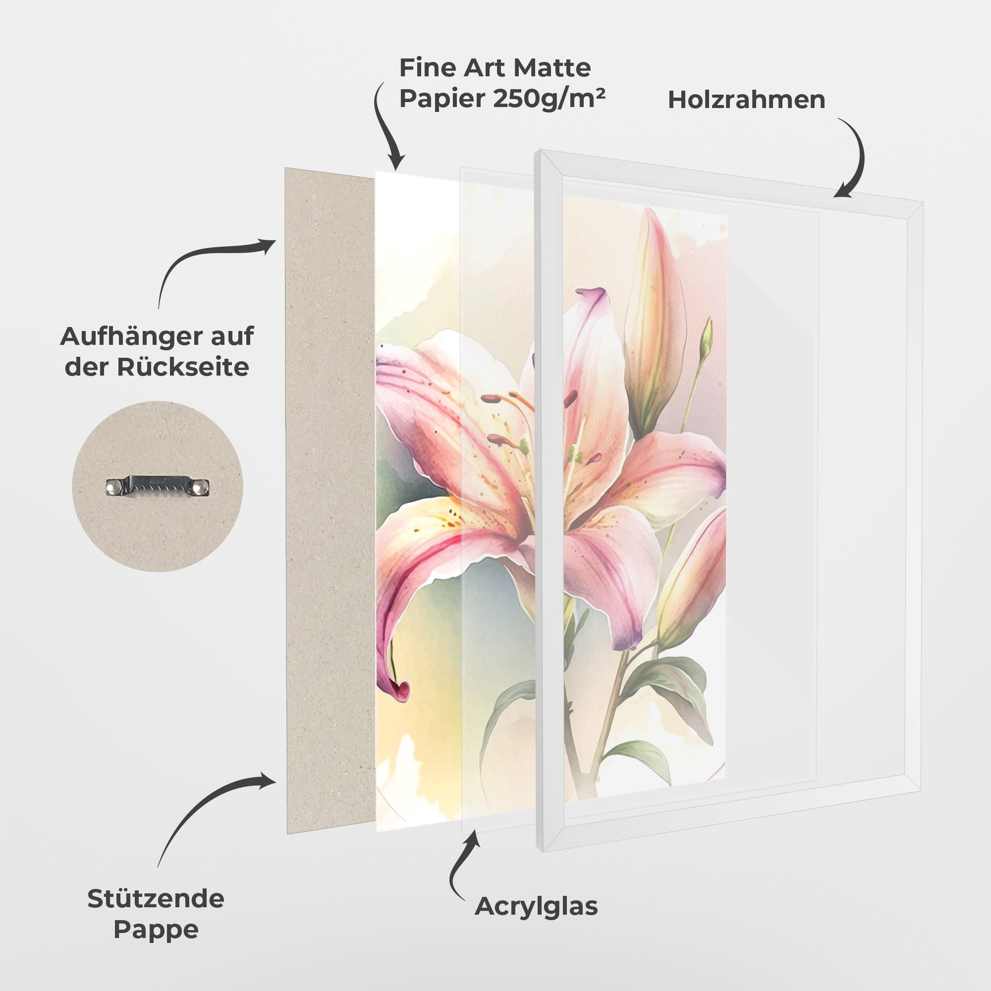 Gerahmte Poster Pink Orange Lily mockup 1