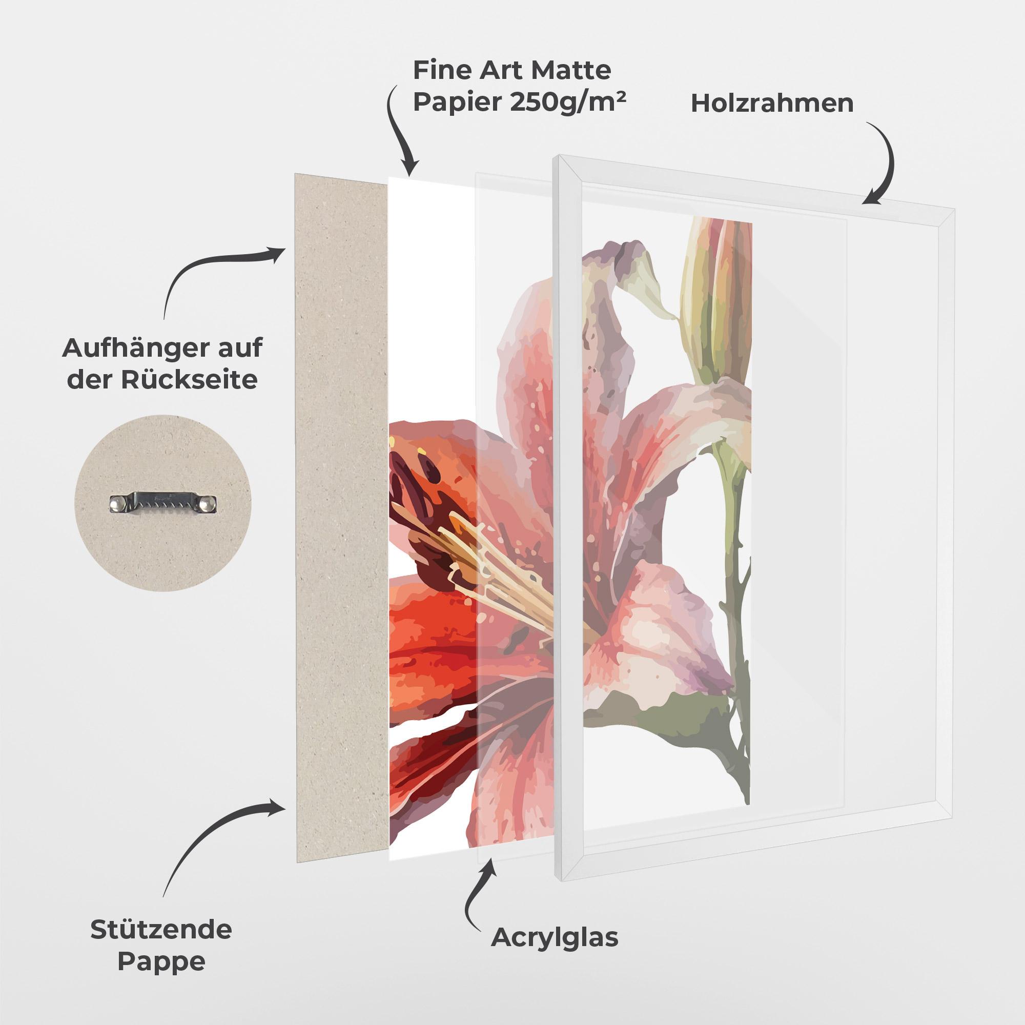 Gerahmte Poster Pretty Red Purple Lily mockup 1