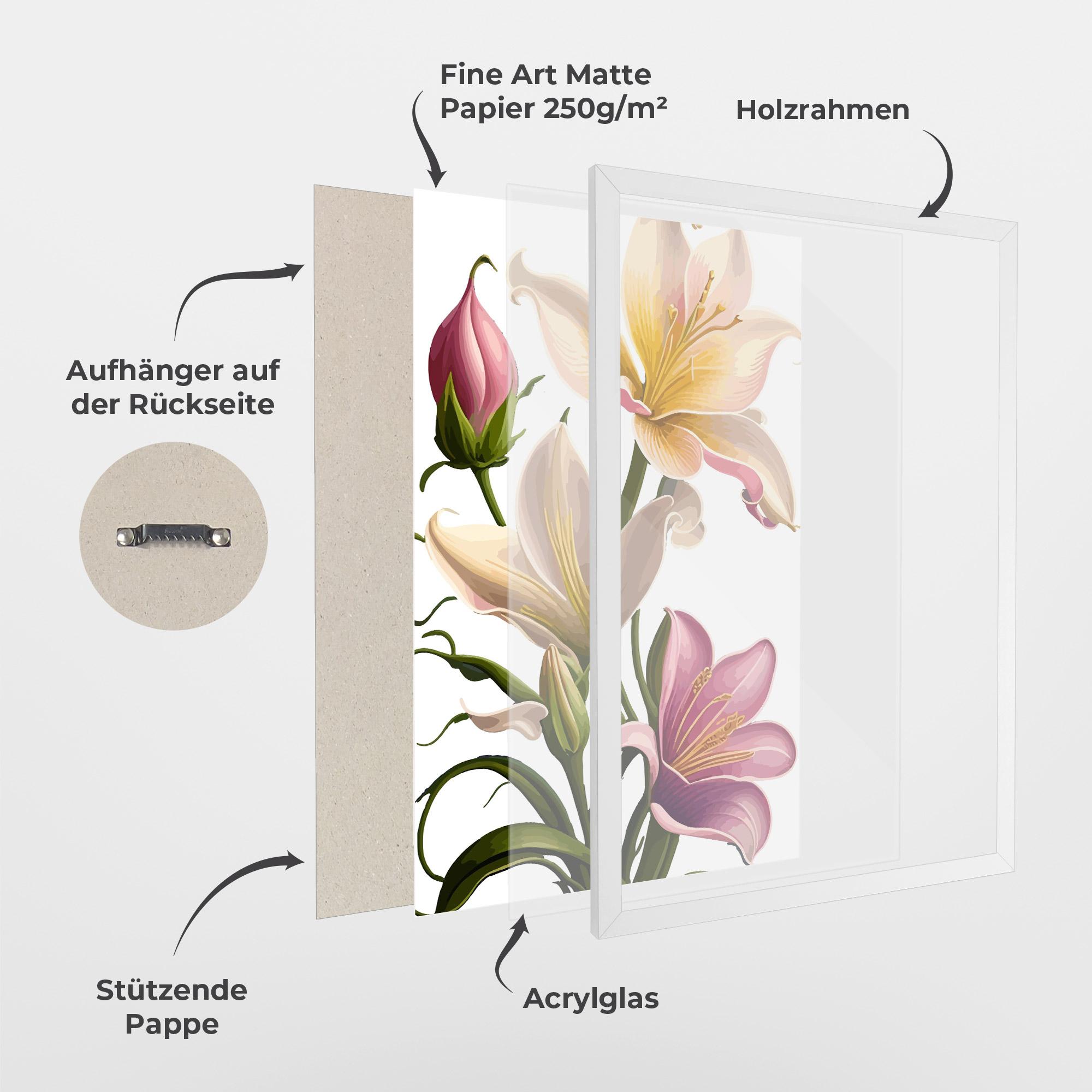 Gerahmte Poster Purple White Lily mockup 1