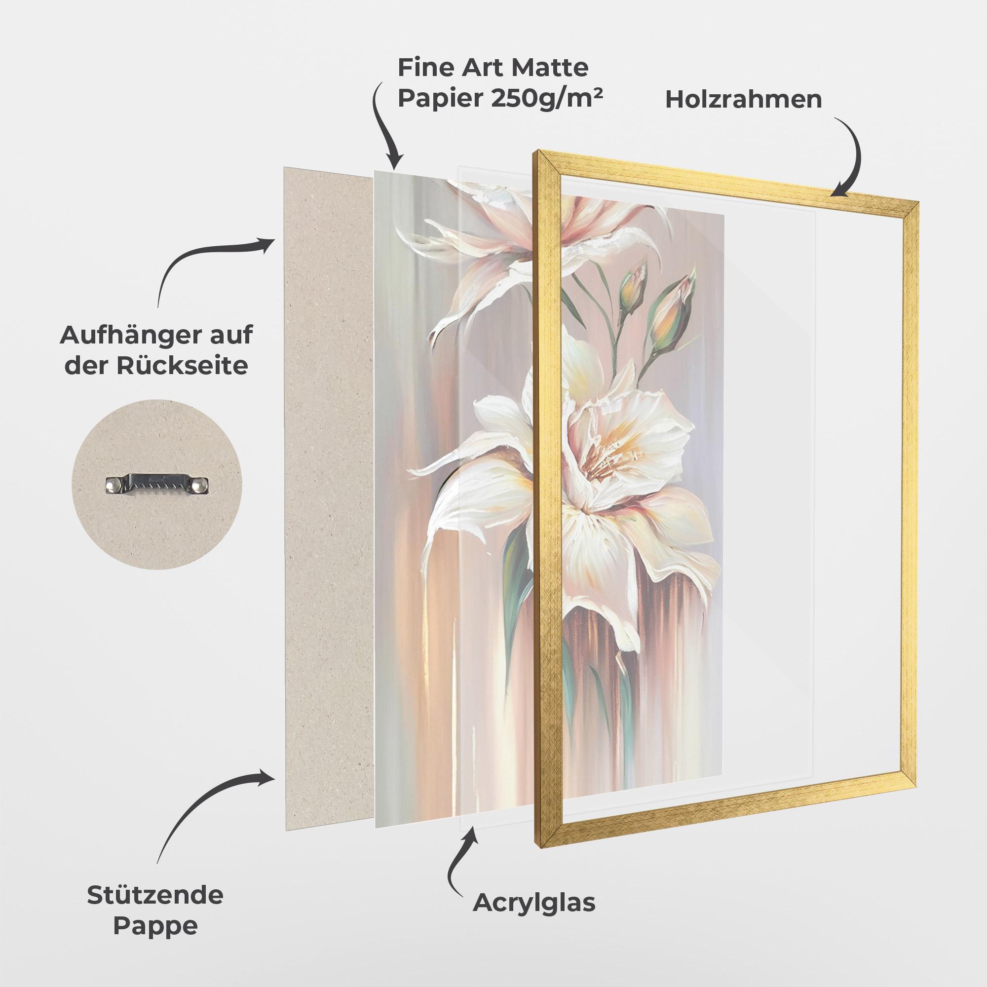 Gerahmte Poster Abstract Lily Painting mockup 1