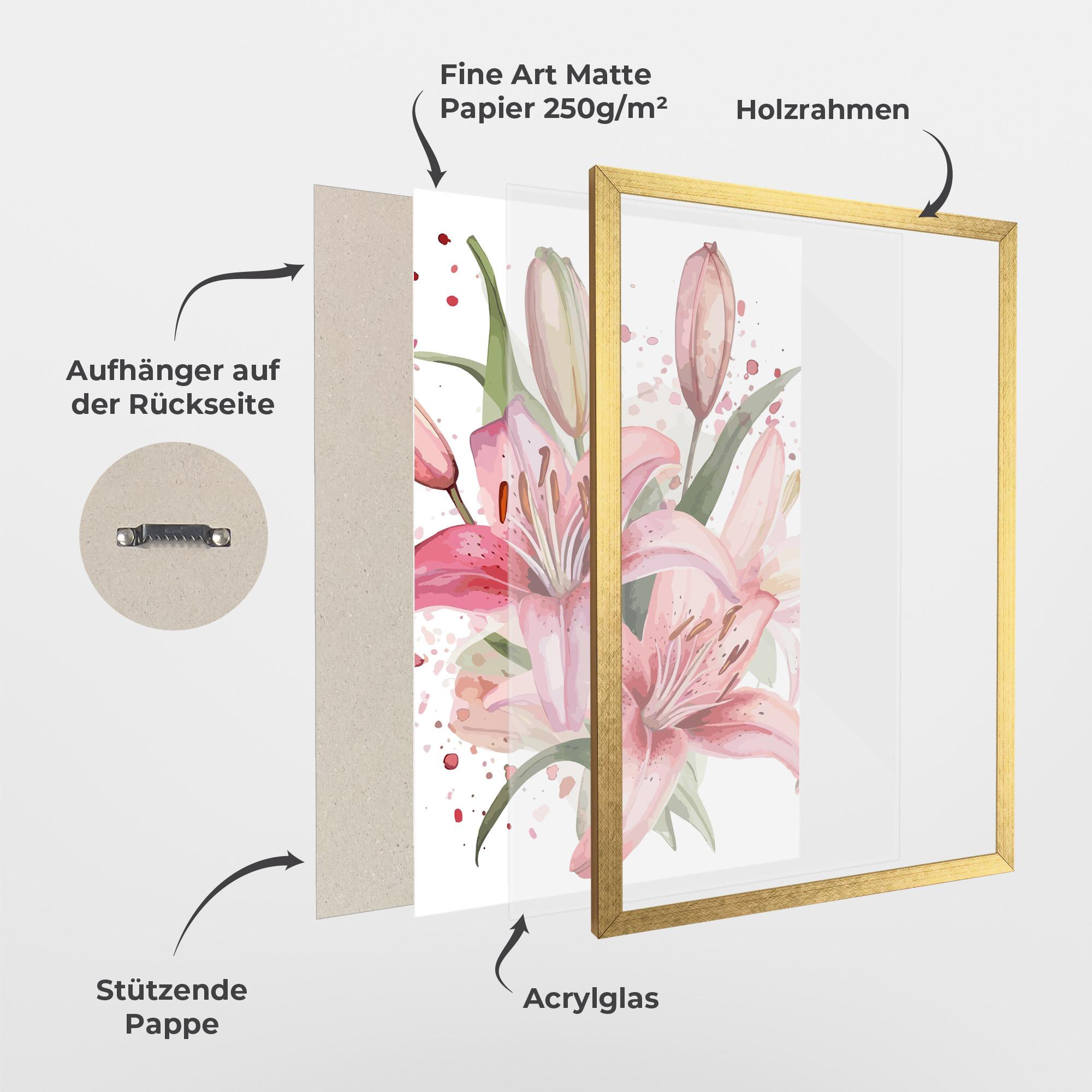 Gerahmte Poster Beautiful Pink Lily mockup 1
