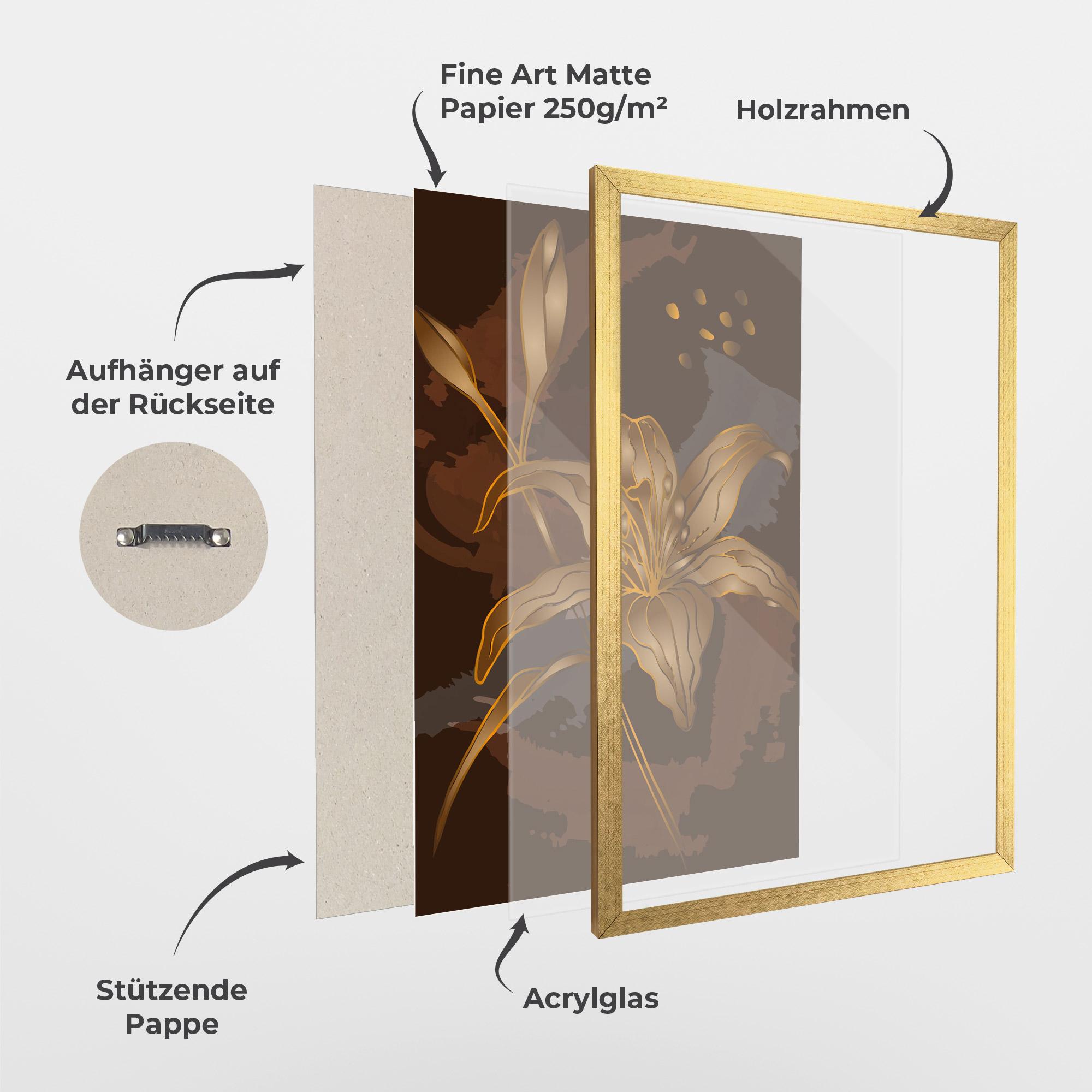 Gerahmte Poster Gold Brown Lily mockup 1