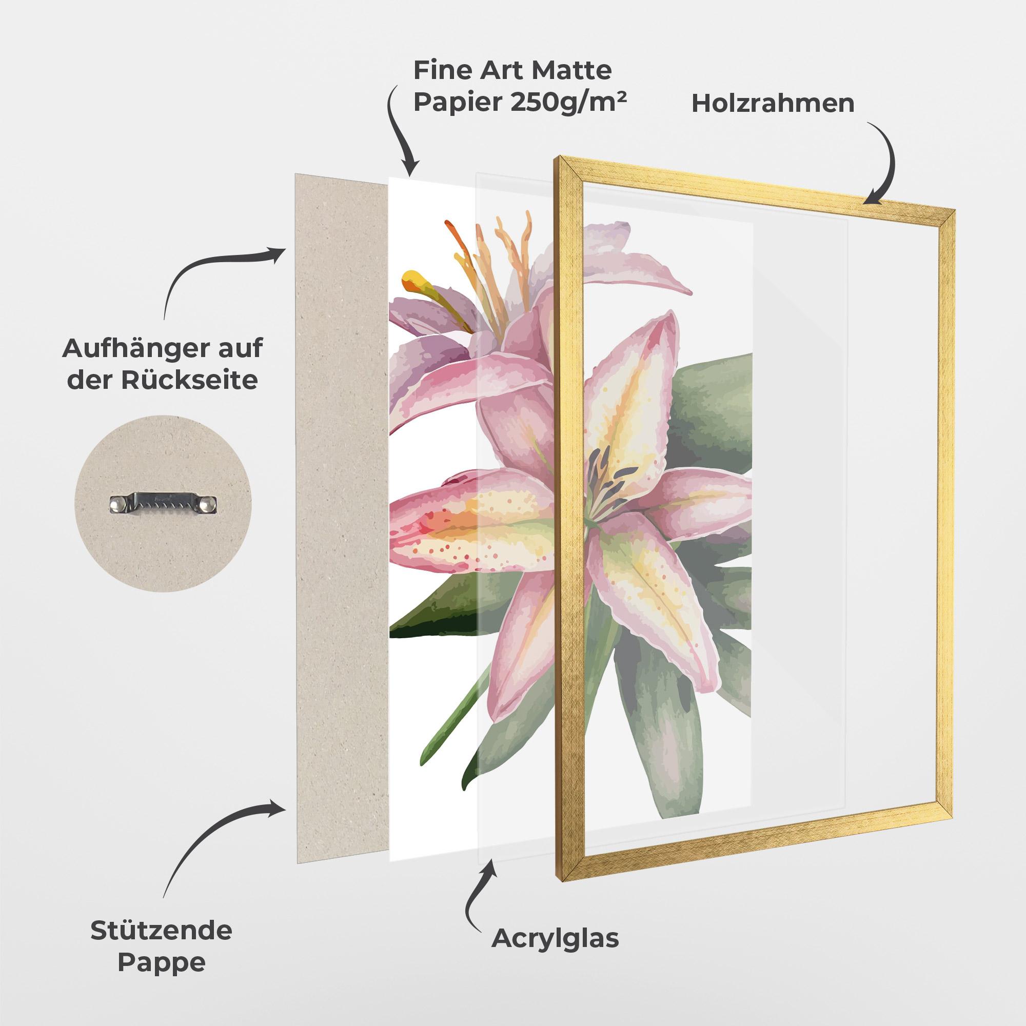 Gerahmte Poster Lily Pretty Pink mockup 1