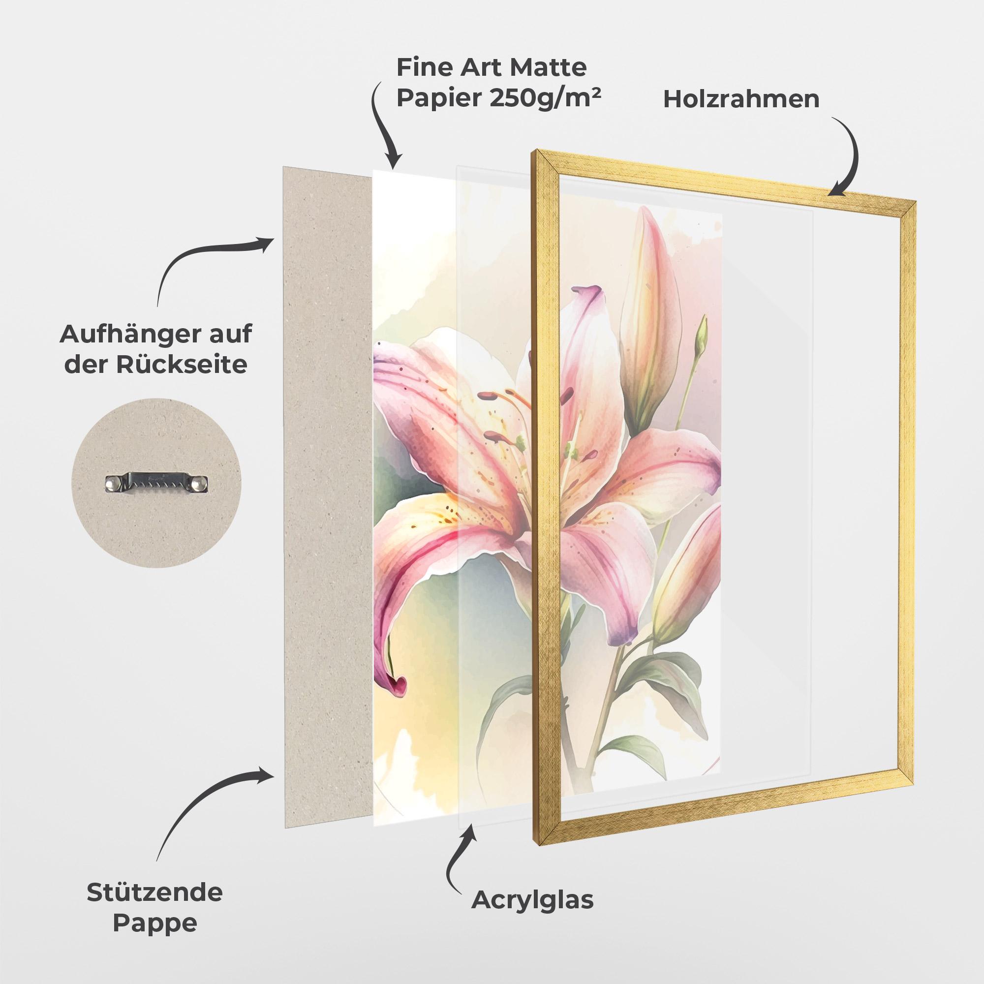 Gerahmte Poster Pink Orange Lily mockup 1