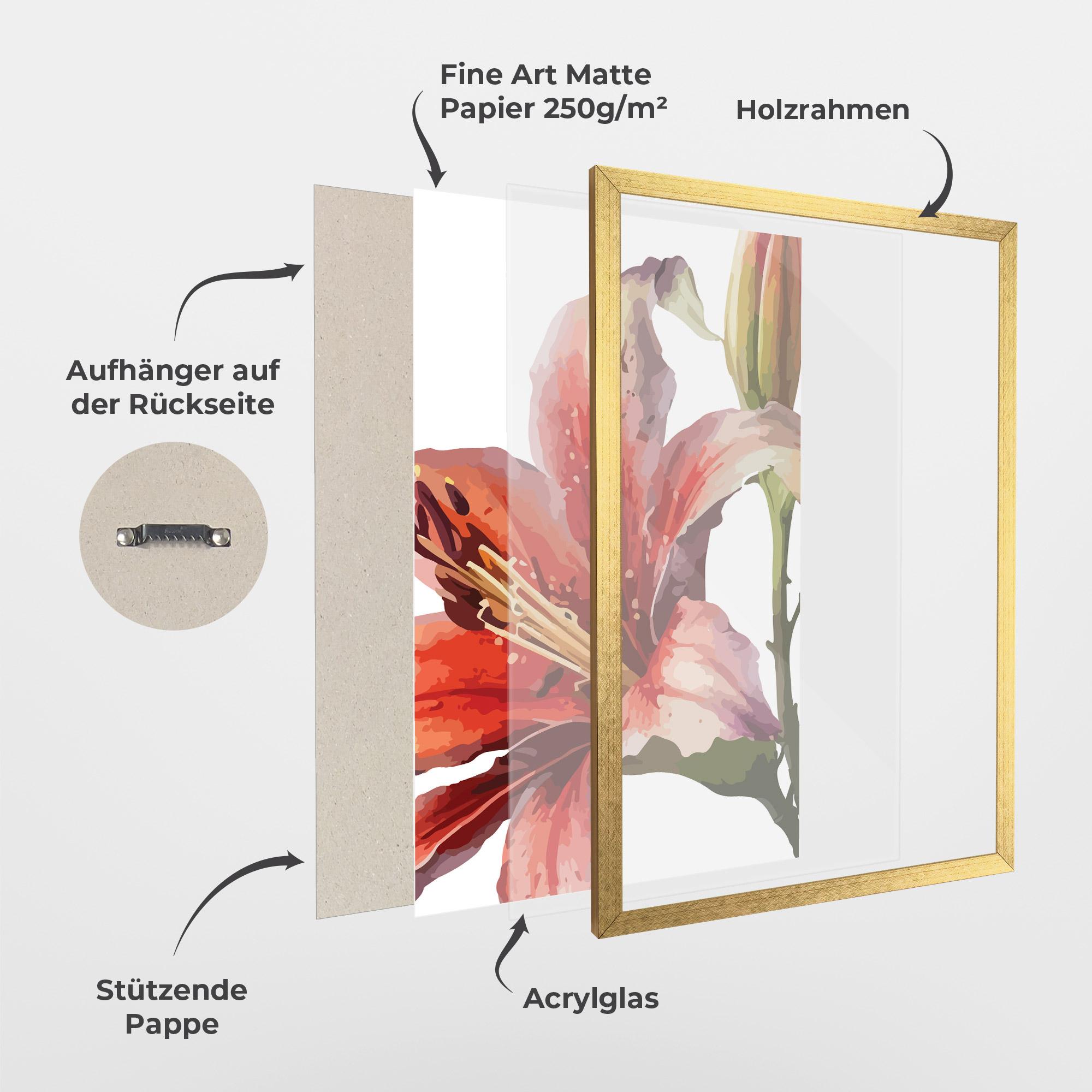 Gerahmte Poster Pretty Red Purple Lily mockup 1