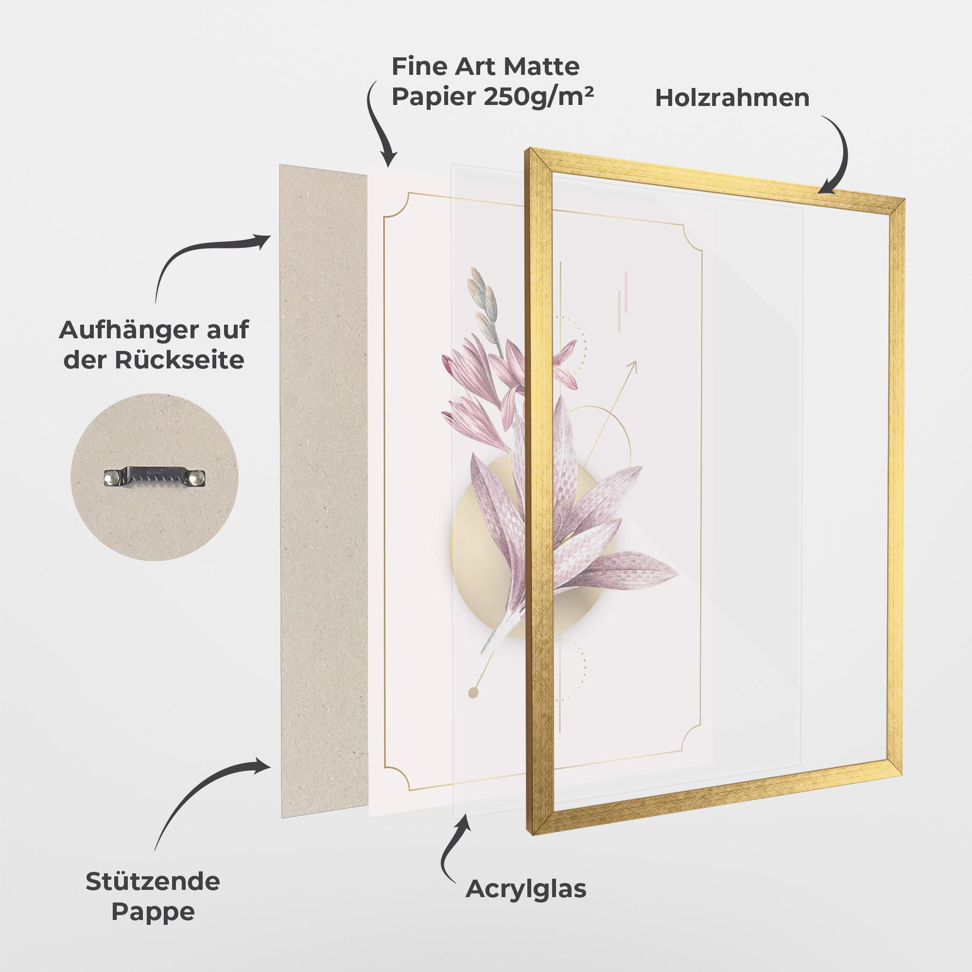 Gerahmte Poster Purple Gold Lily mockup 1