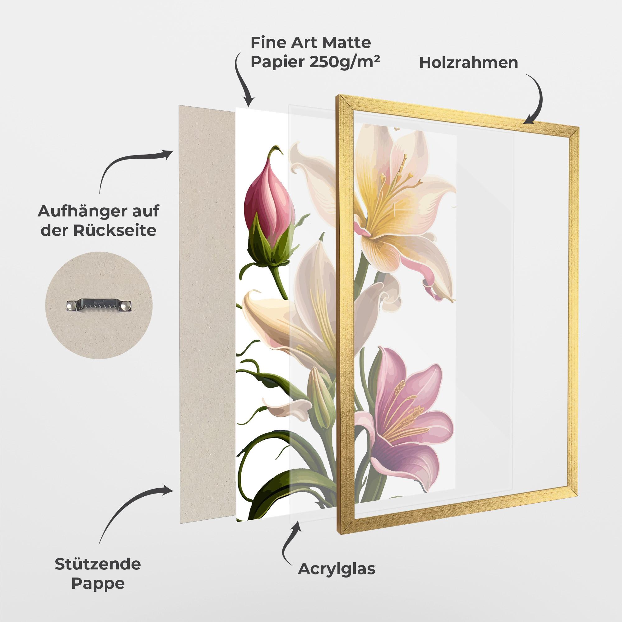 Gerahmte Poster Purple White Lily mockup 1