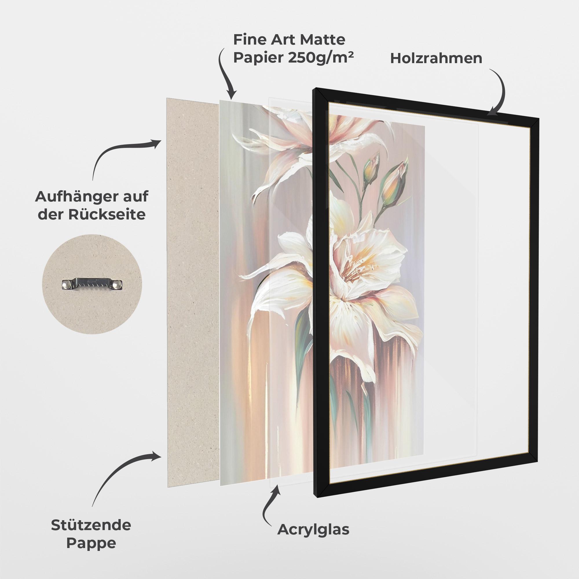 Gerahmte Poster Abstract Lily Painting mockup 1
