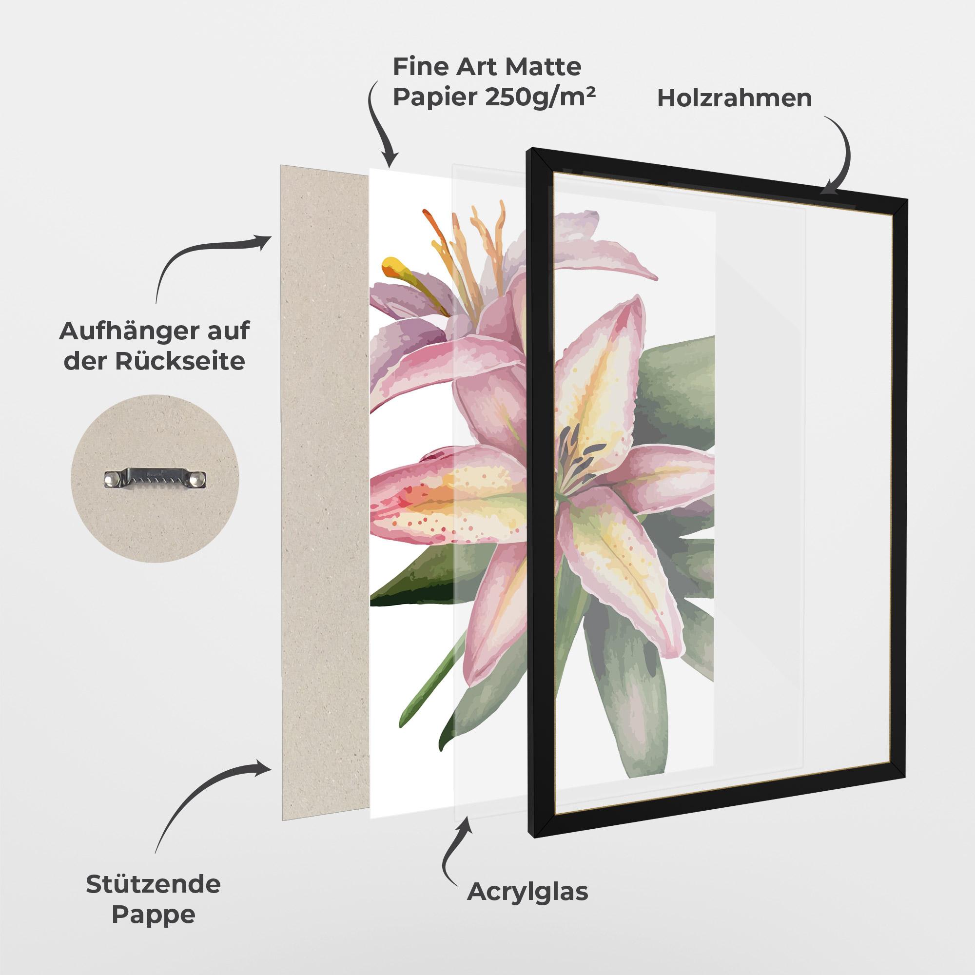 Gerahmte Poster Lily Pretty Pink mockup 1