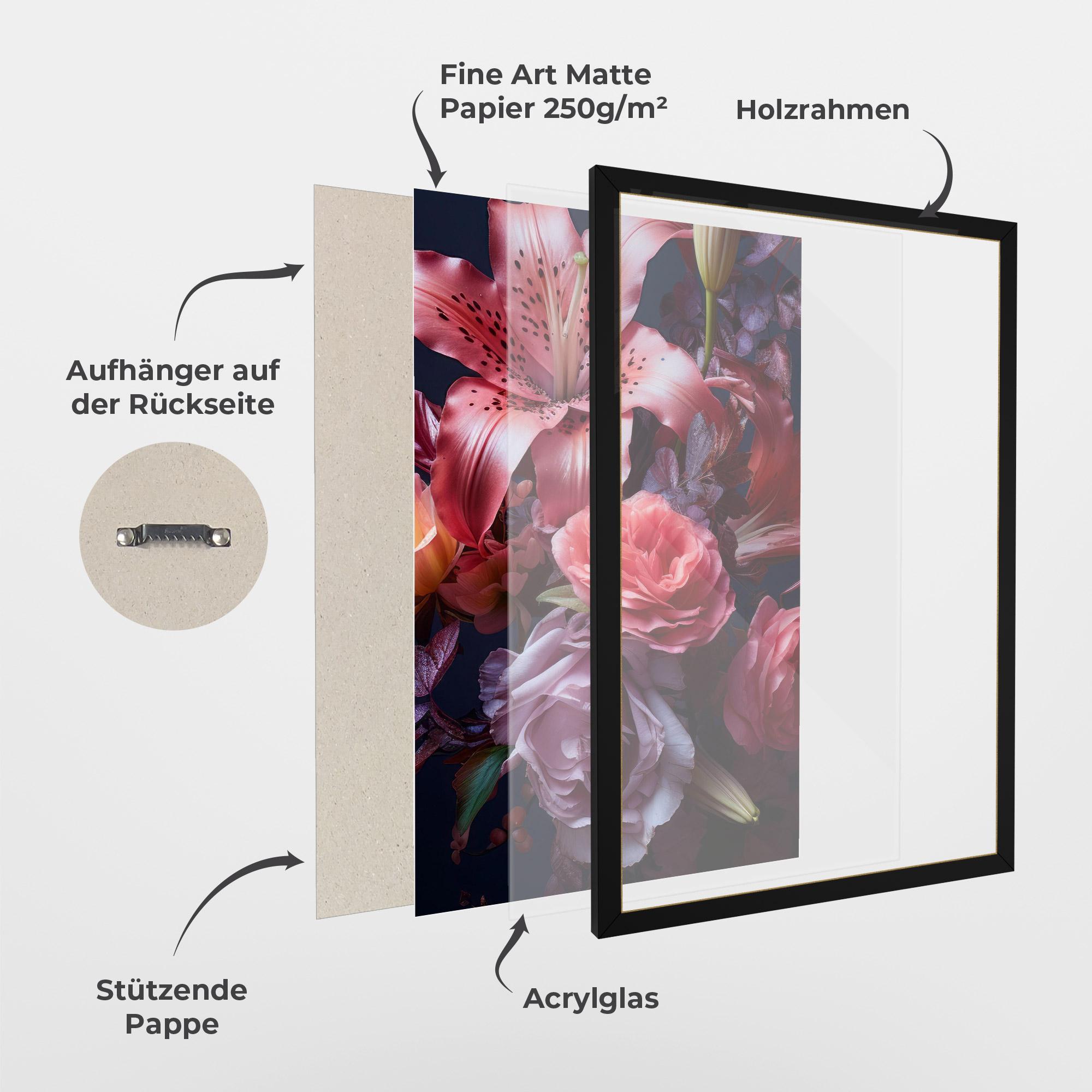 Gerahmte Poster Pink Lily Roses mockup 1