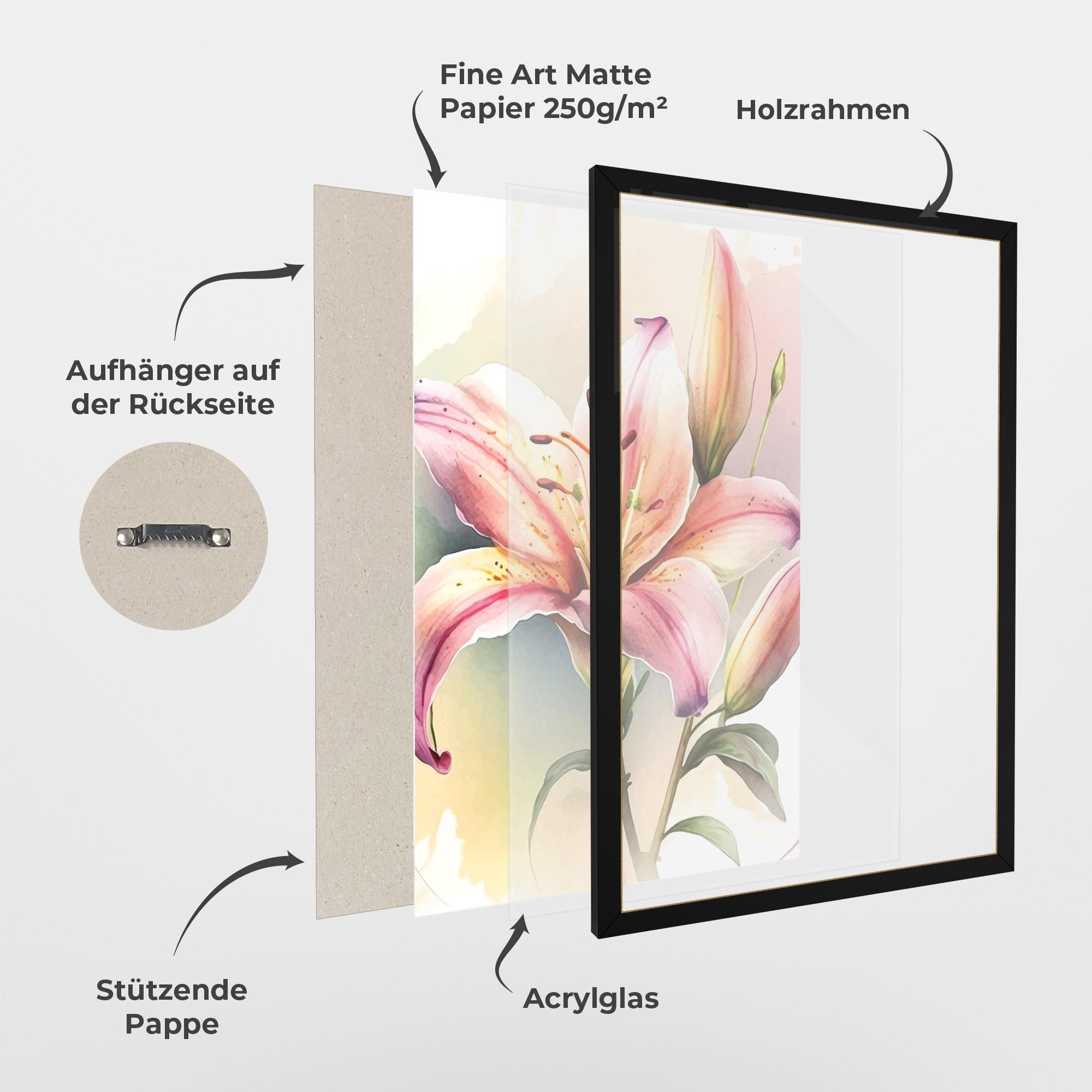 Gerahmte Poster Pink Orange Lily mockup 1