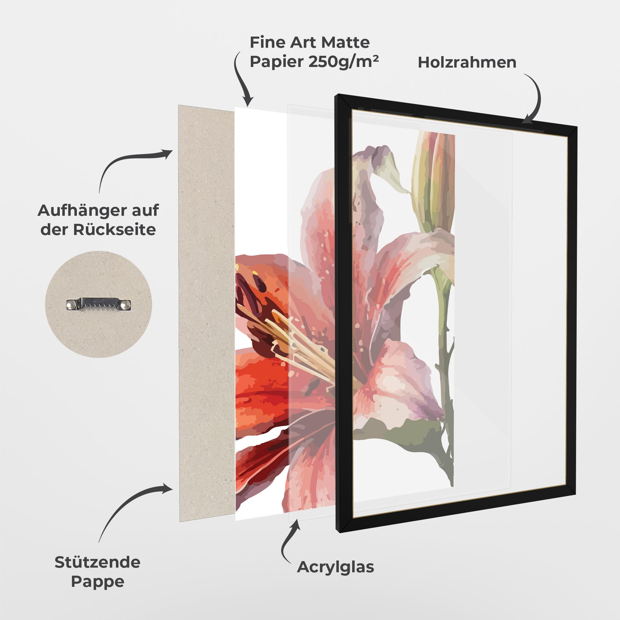 Gerahmte Poster Pretty Red Purple Lily mockup 1