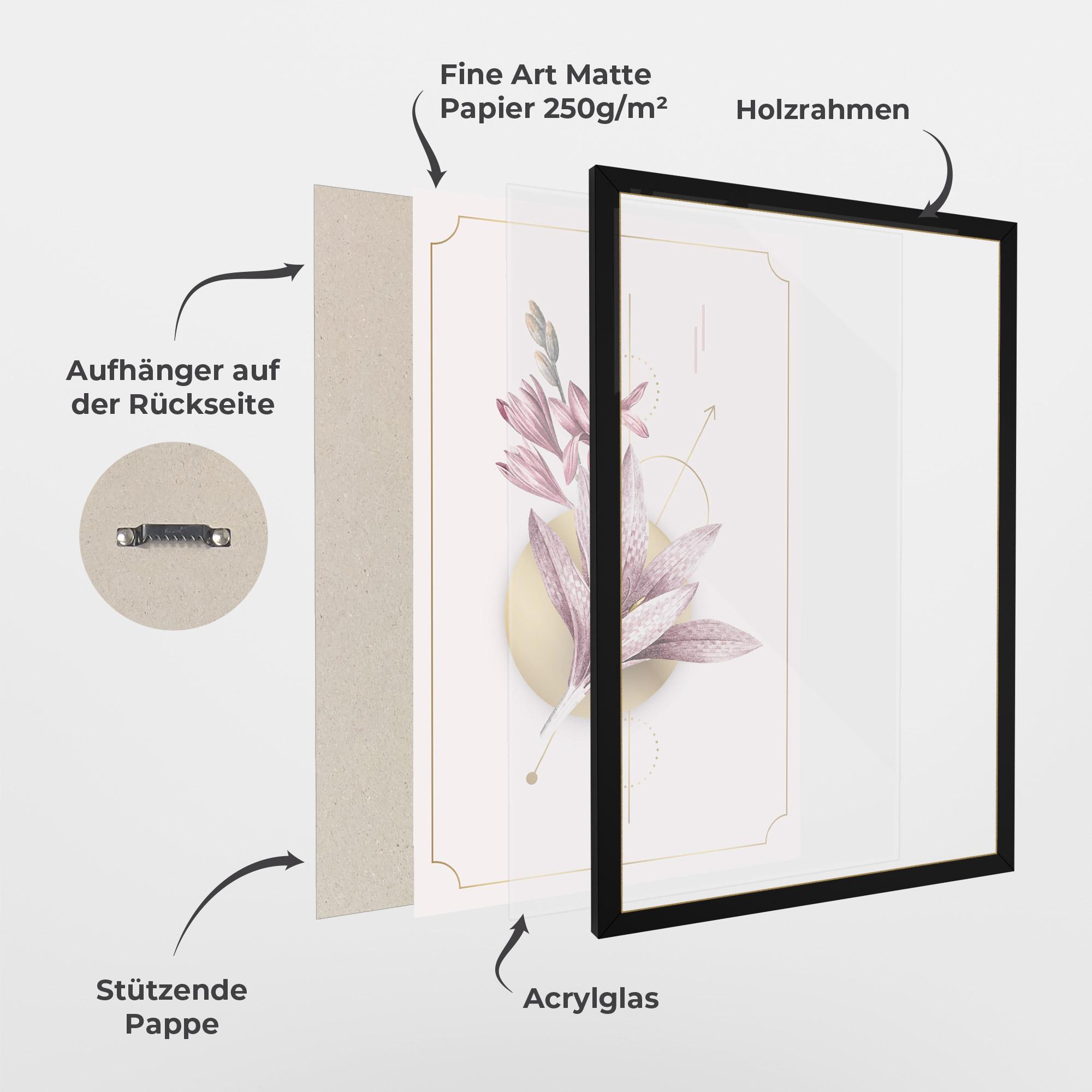 Gerahmte Poster Purple Gold Lily mockup 1