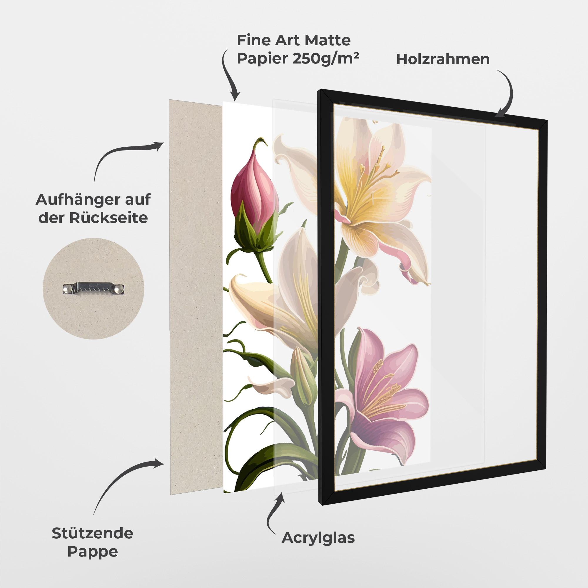 Gerahmte Poster Purple White Lily mockup 1