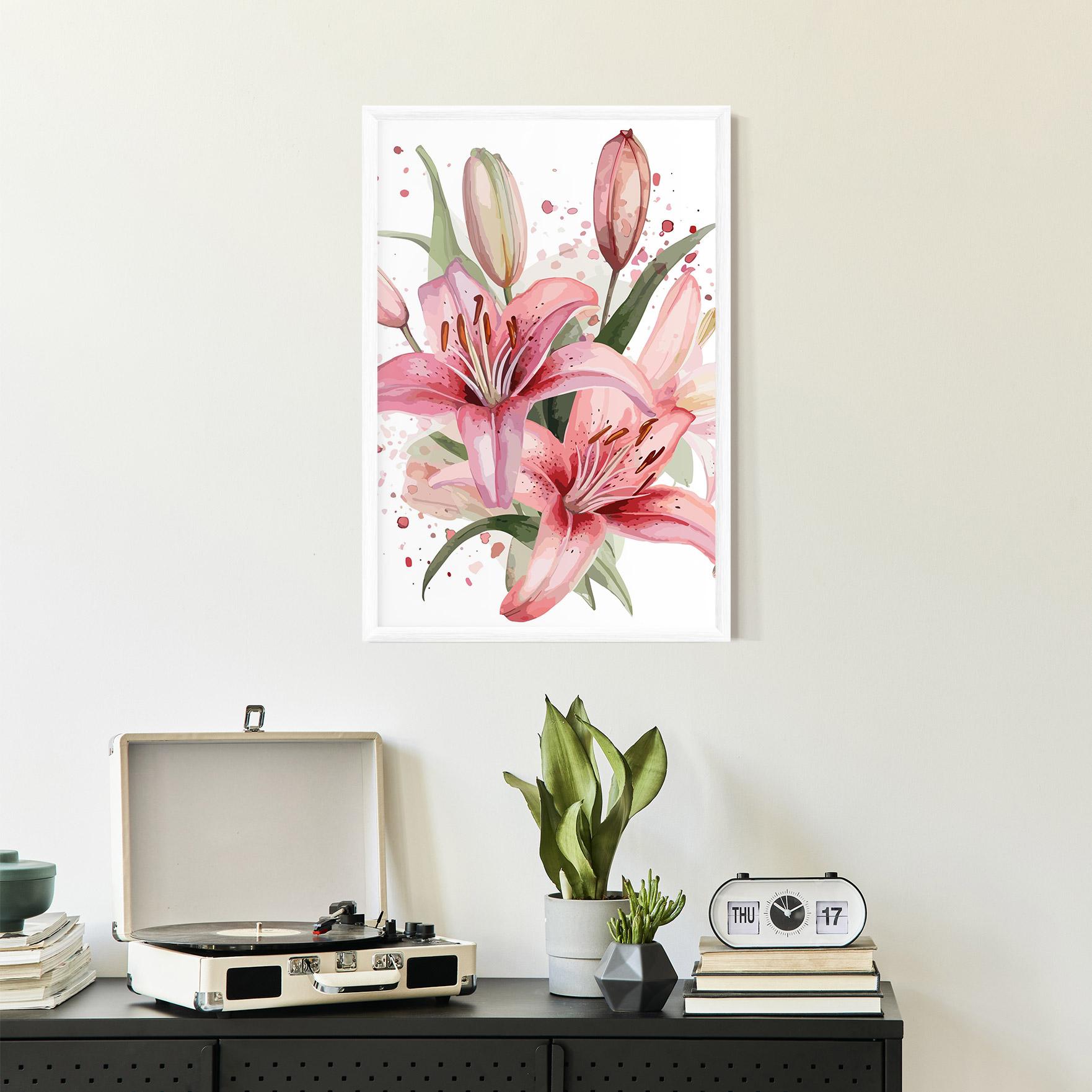 Gerahmte Poster Beautiful Pink Lily mockup 2