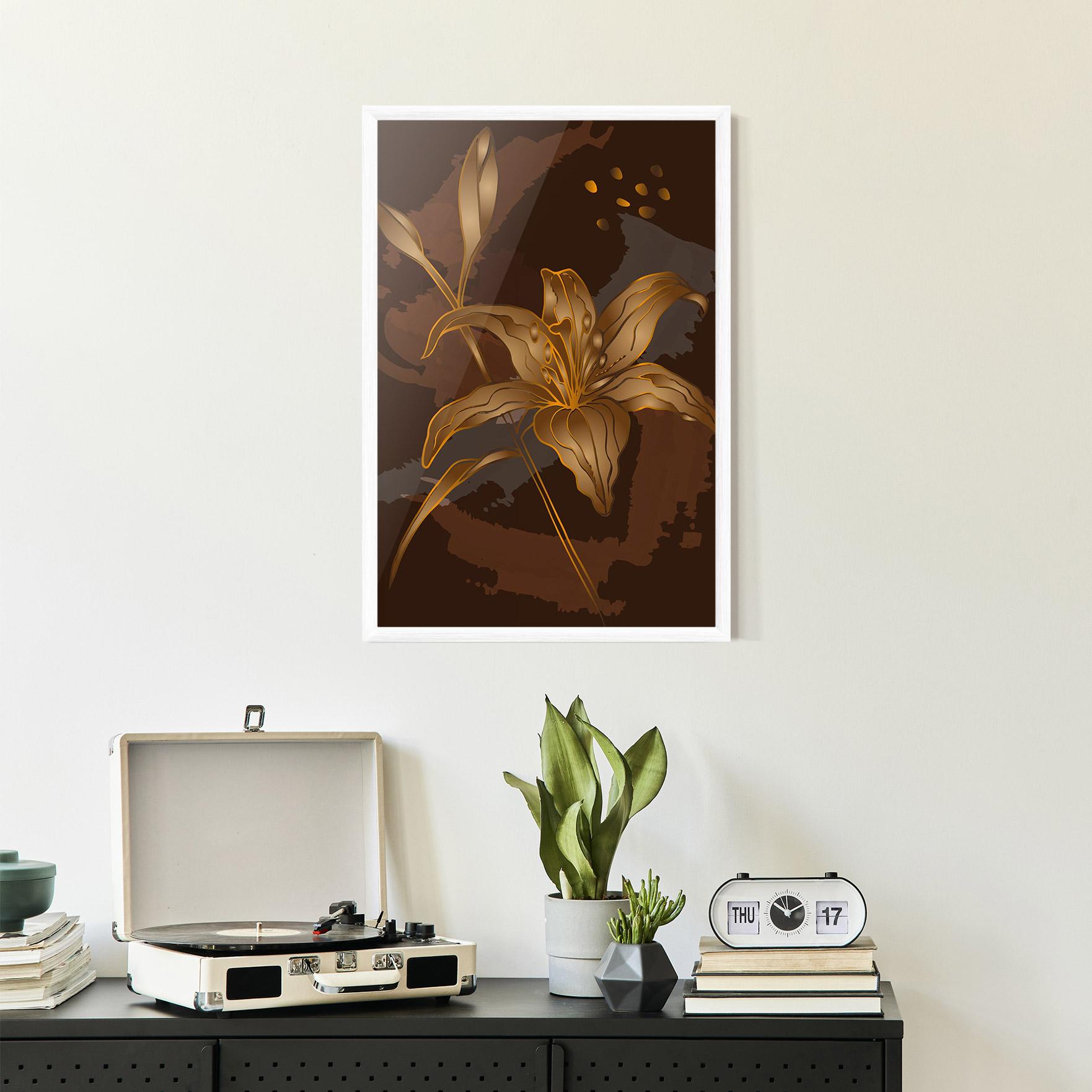Gerahmte Poster Gold Brown Lily mockup 2