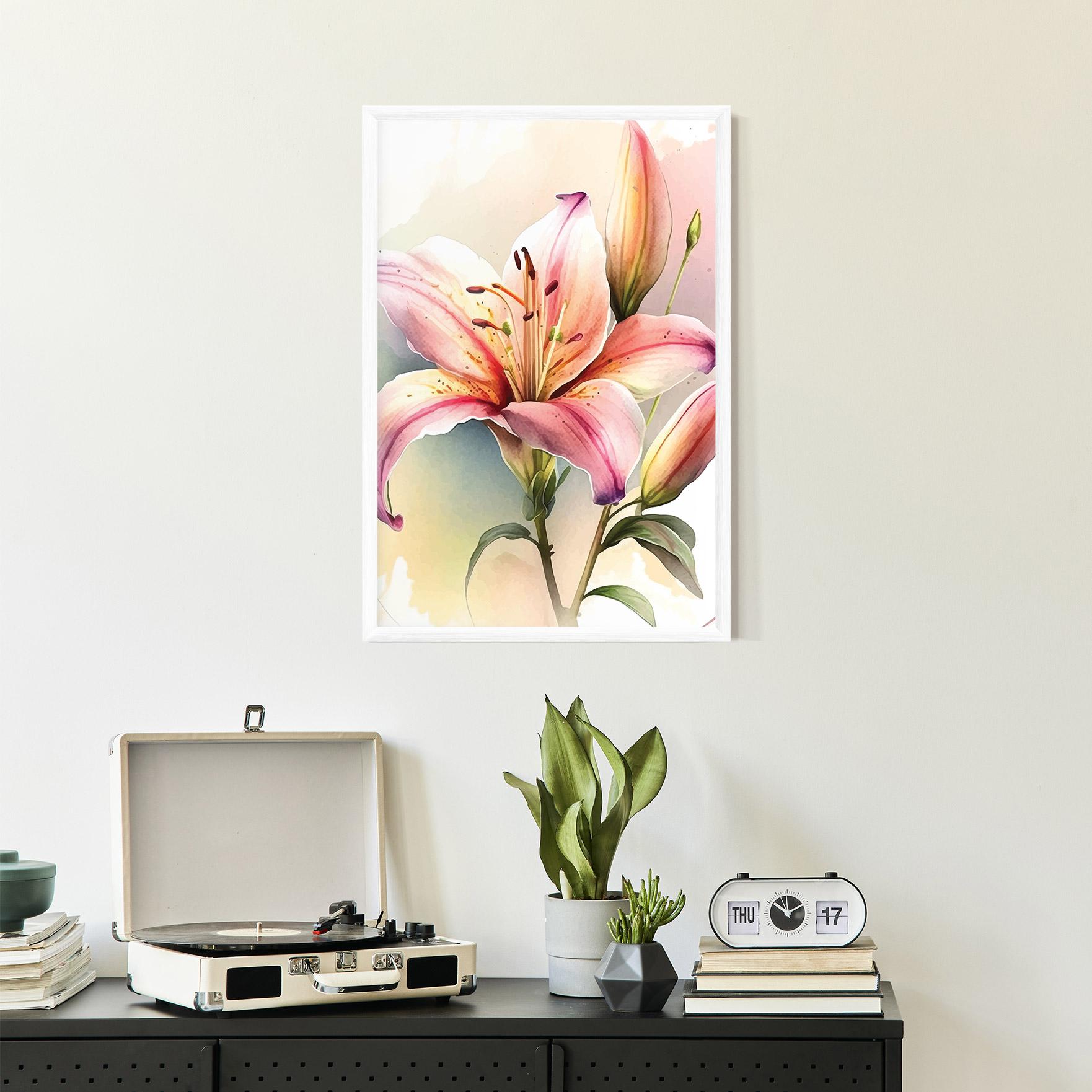 Gerahmte Poster Pink Orange Lily mockup 2