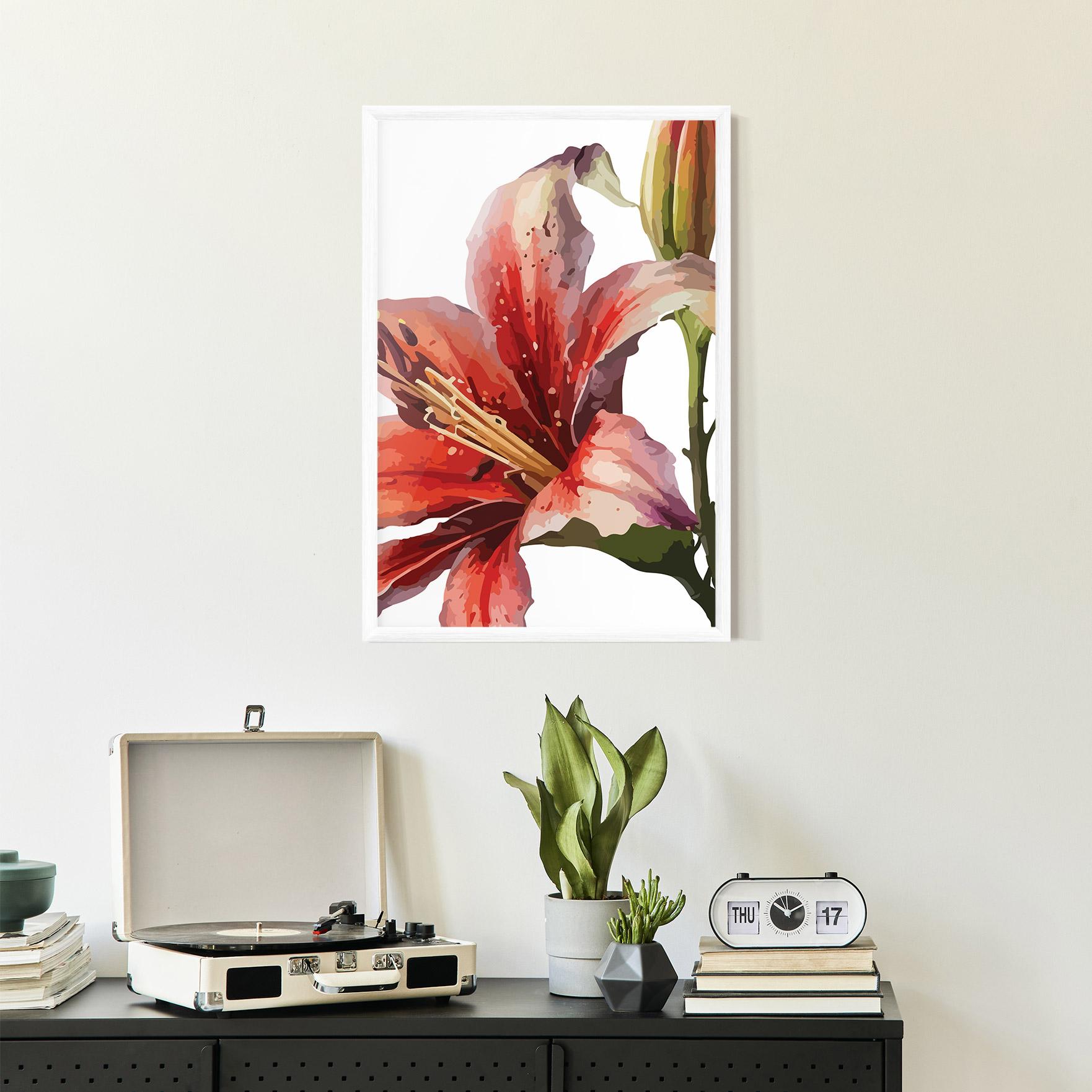 Gerahmte Poster Pretty Red Purple Lily mockup 2