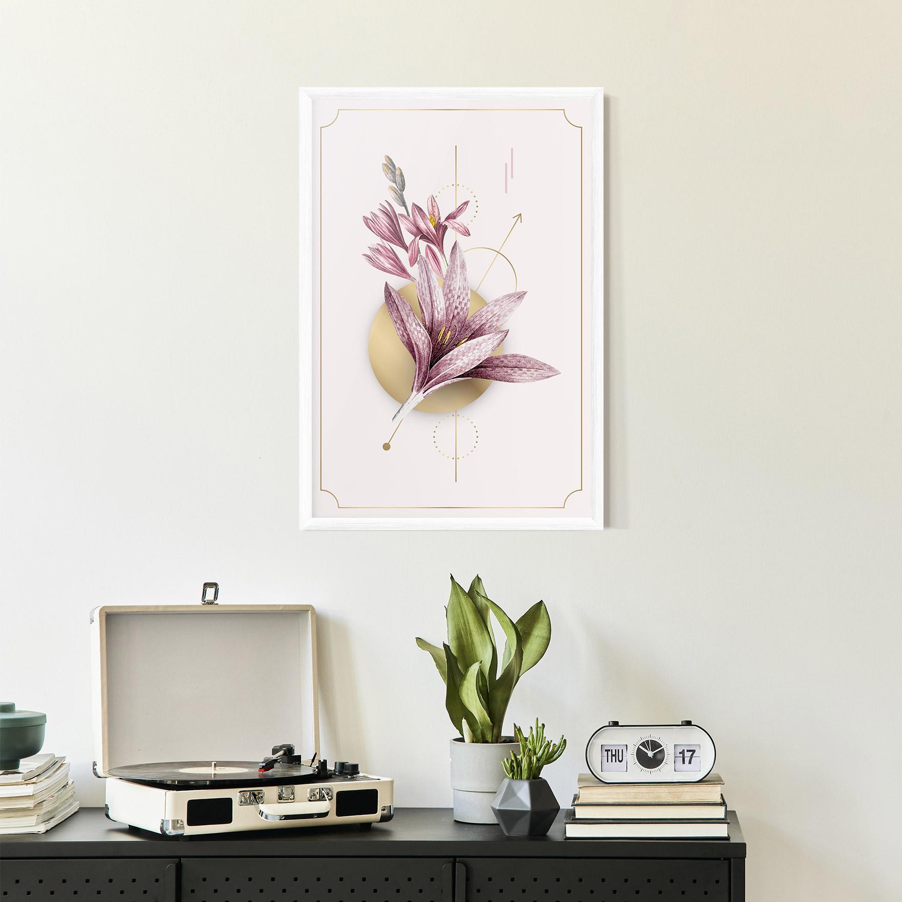 Gerahmte Poster Purple Gold Lily mockup 2