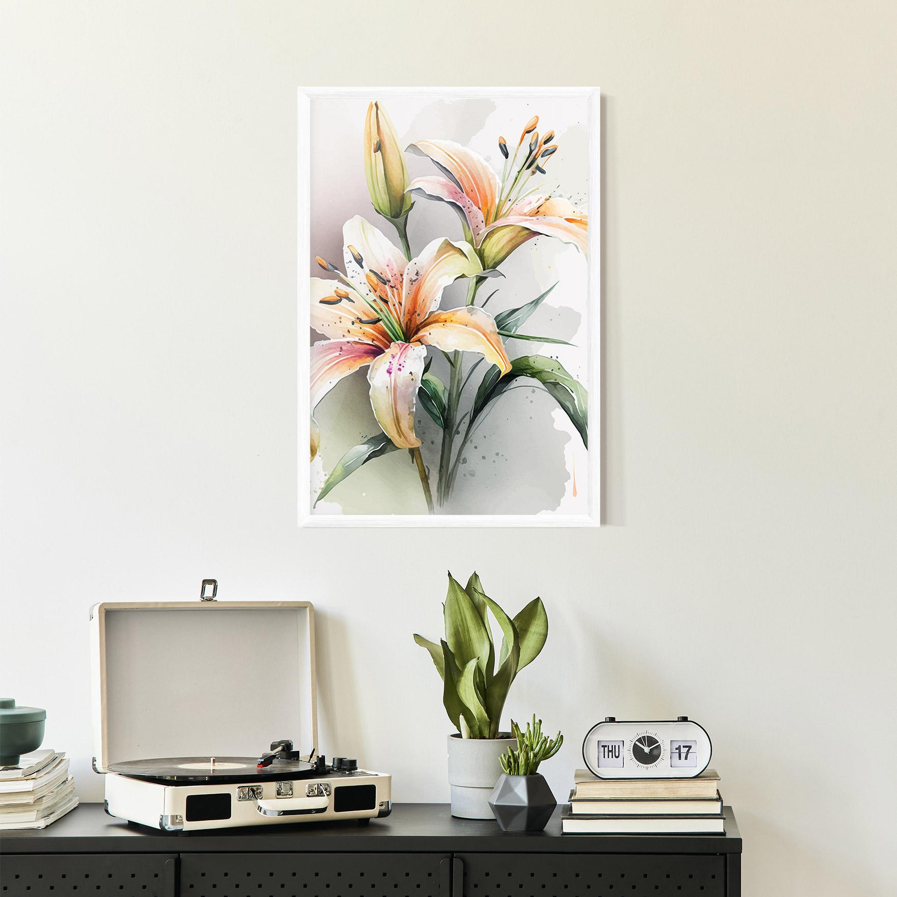Gerahmte Poster White Orange Lily mockup 2