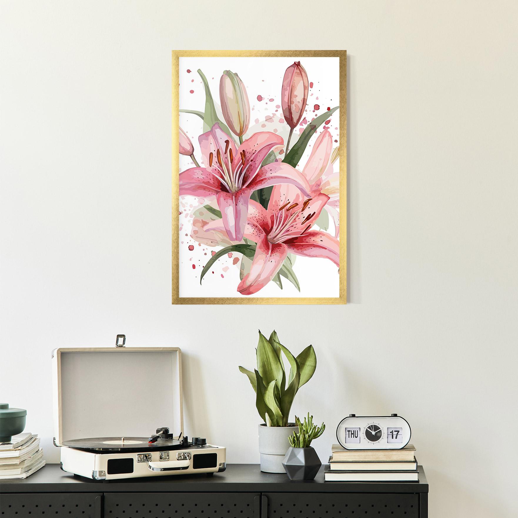 Gerahmte Poster Beautiful Pink Lily mockup 2