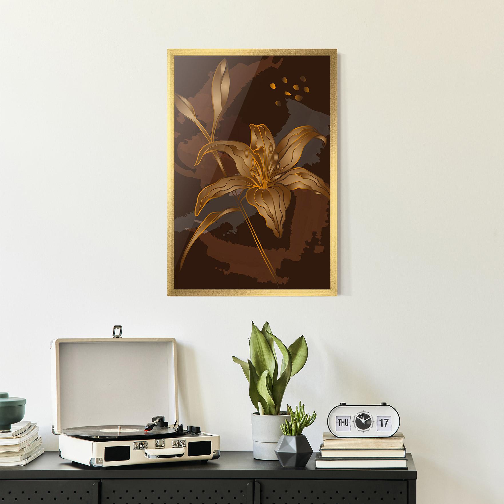 Gerahmte Poster Gold Brown Lily mockup 2