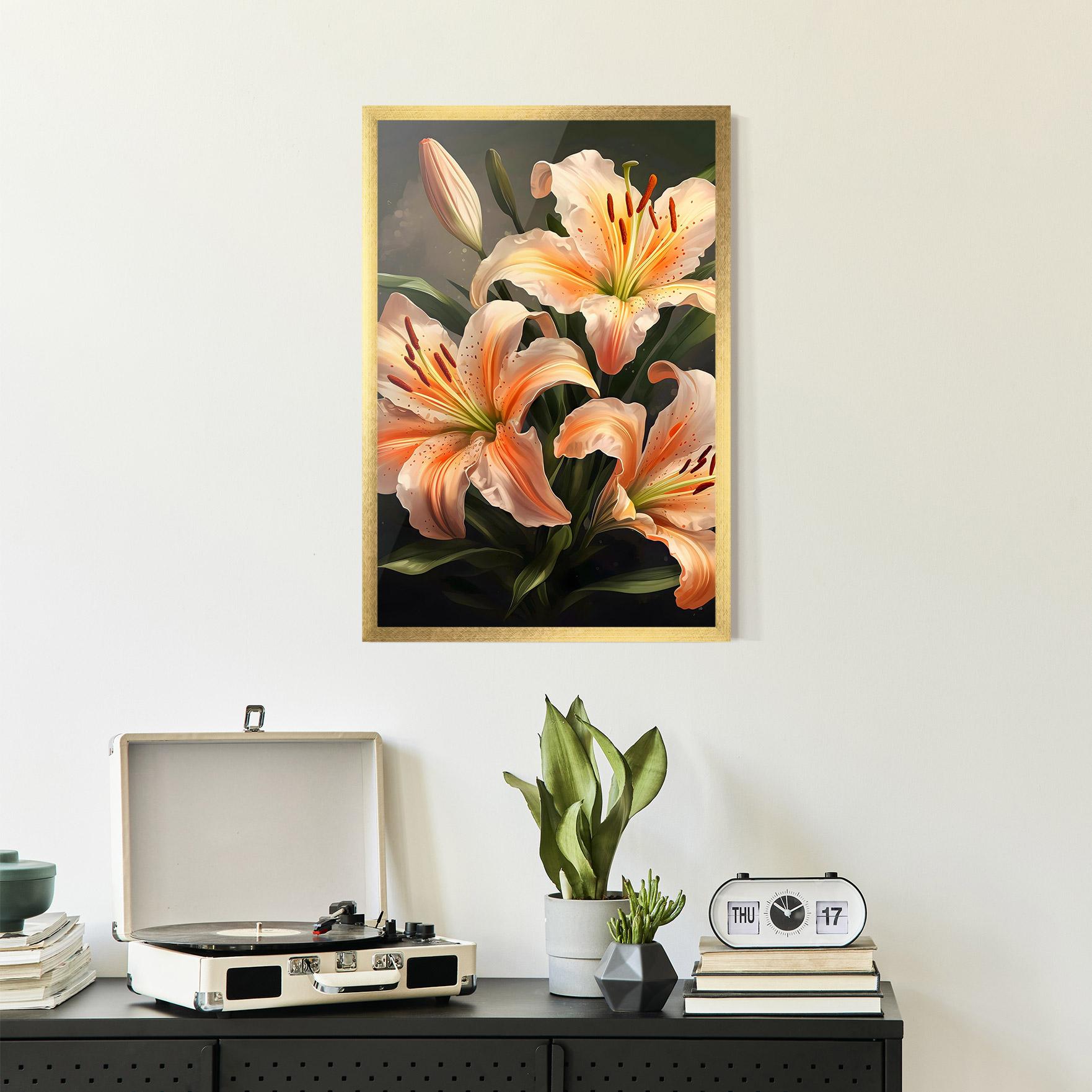 Gerahmte Poster Light Orange Lily mockup 2