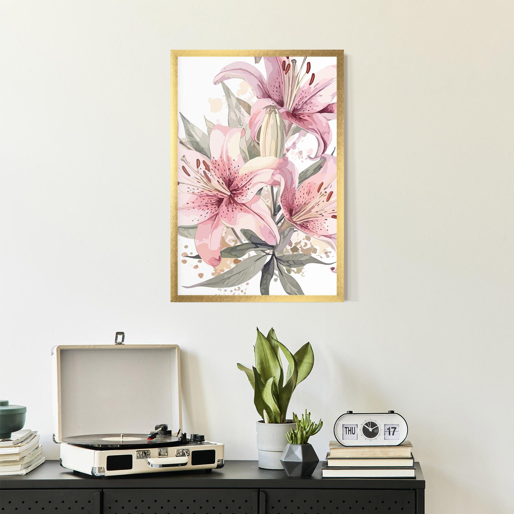 Gerahmte Poster Light Pink Lily Art mockup 2