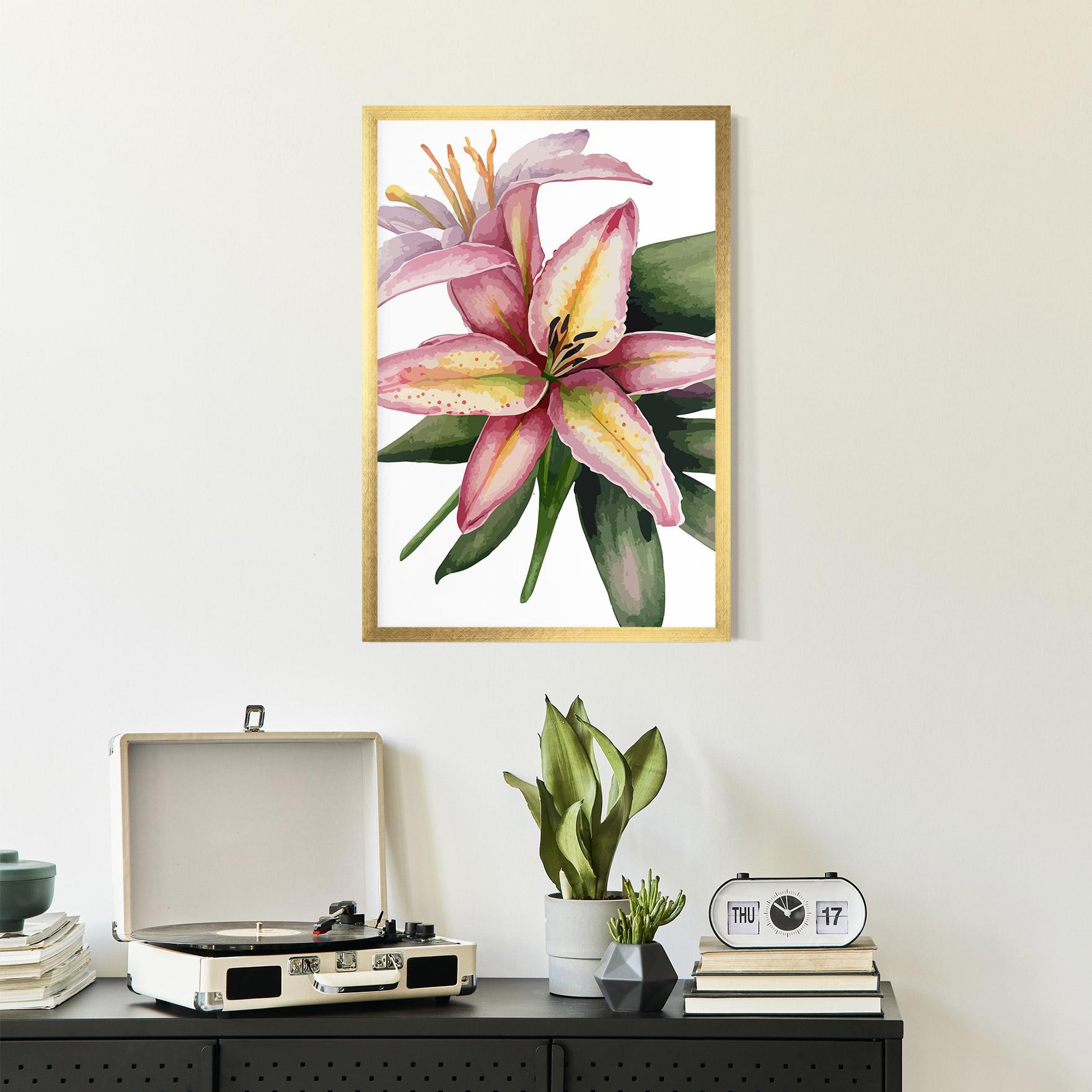 Gerahmte Poster Lily Pretty Pink mockup 2