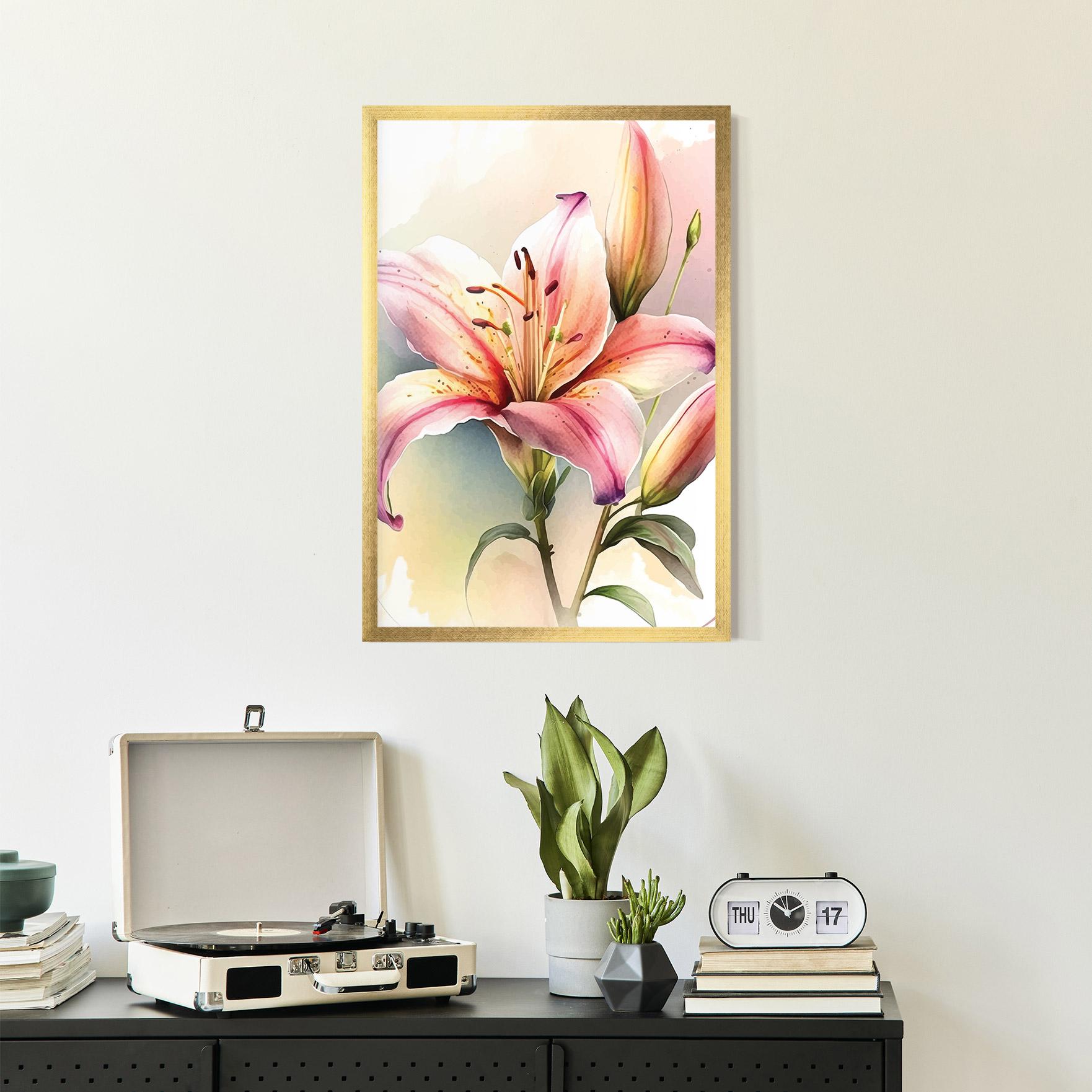 Gerahmte Poster Pink Orange Lily mockup 2