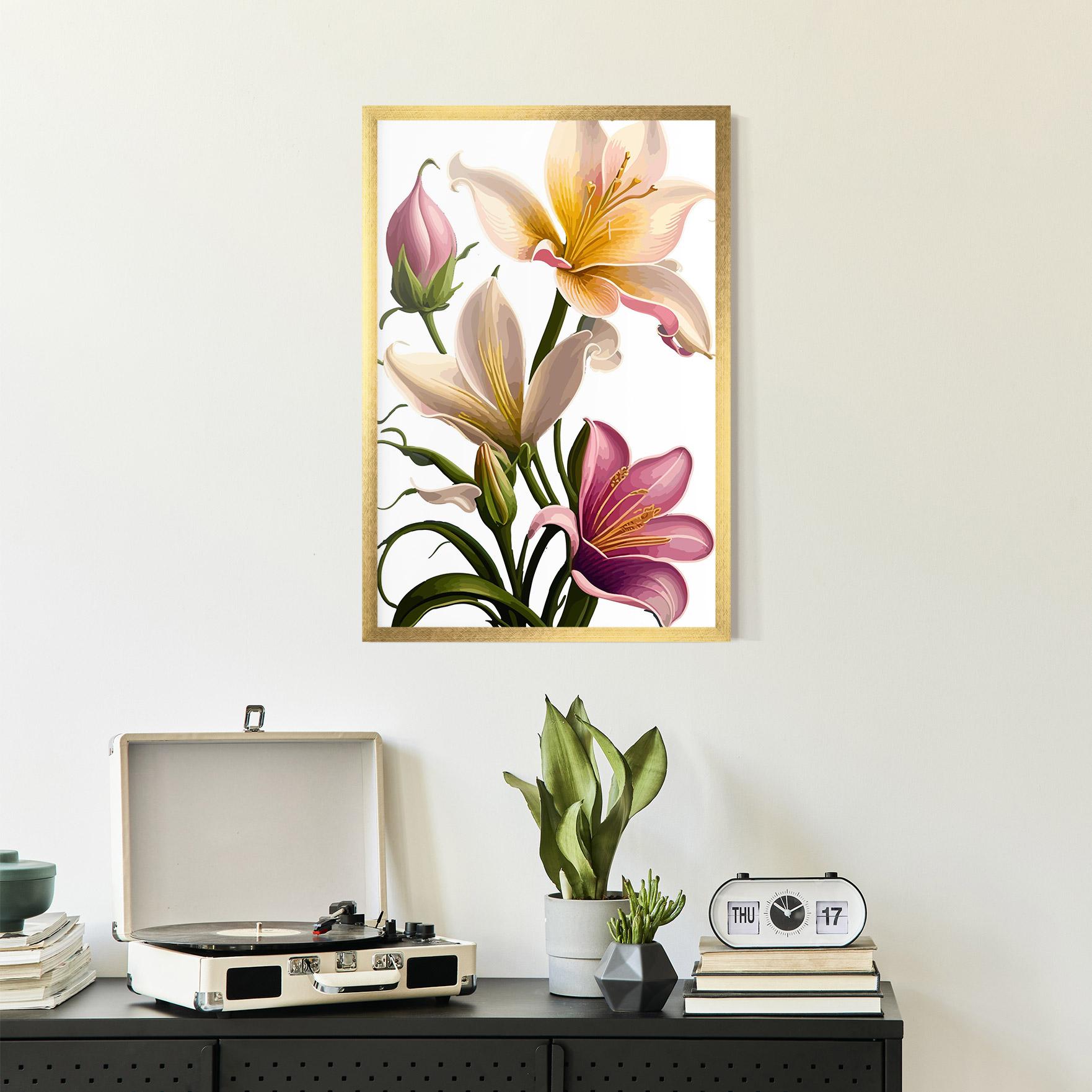 Gerahmte Poster Purple White Lily mockup 2