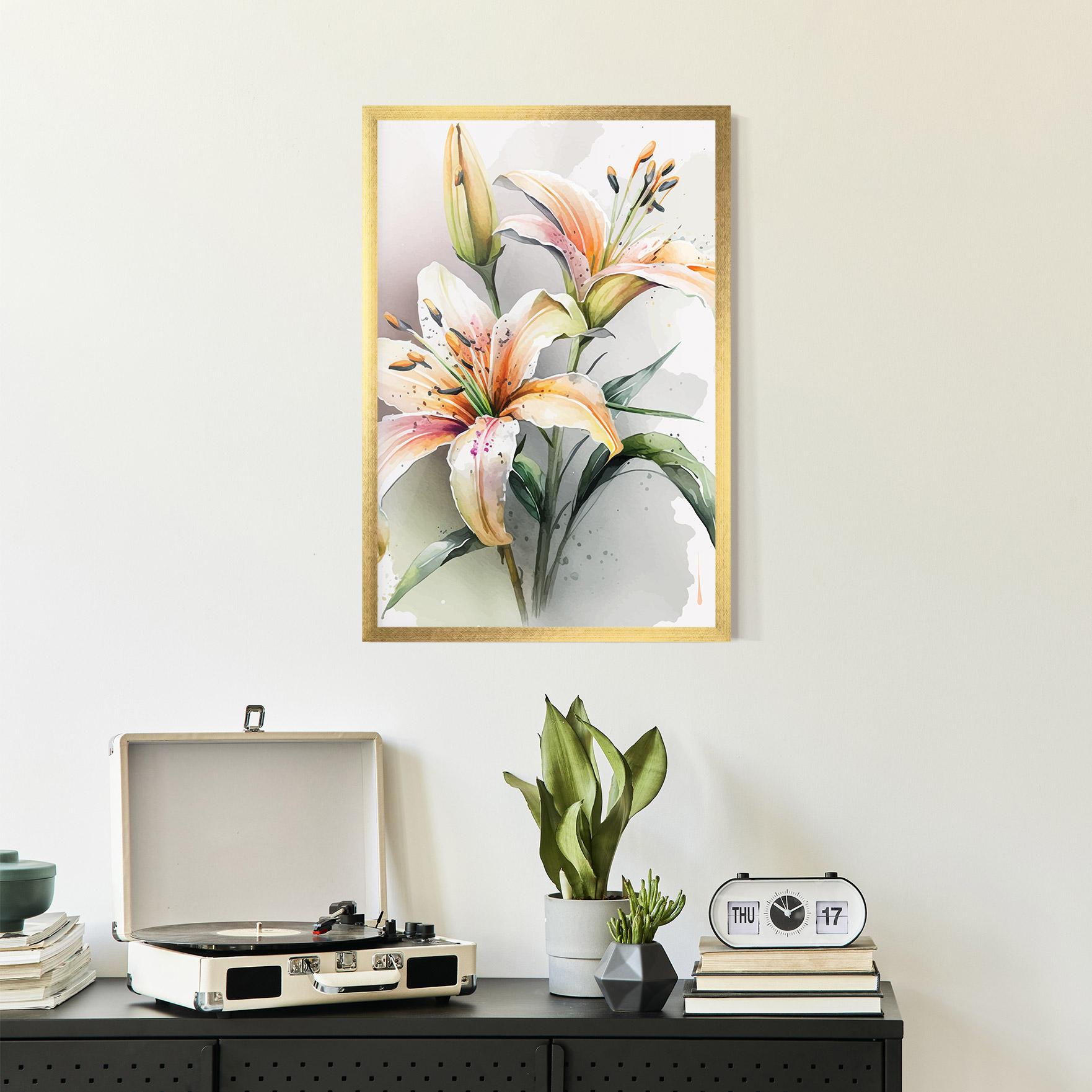 Gerahmte Poster White Orange Lily mockup 2