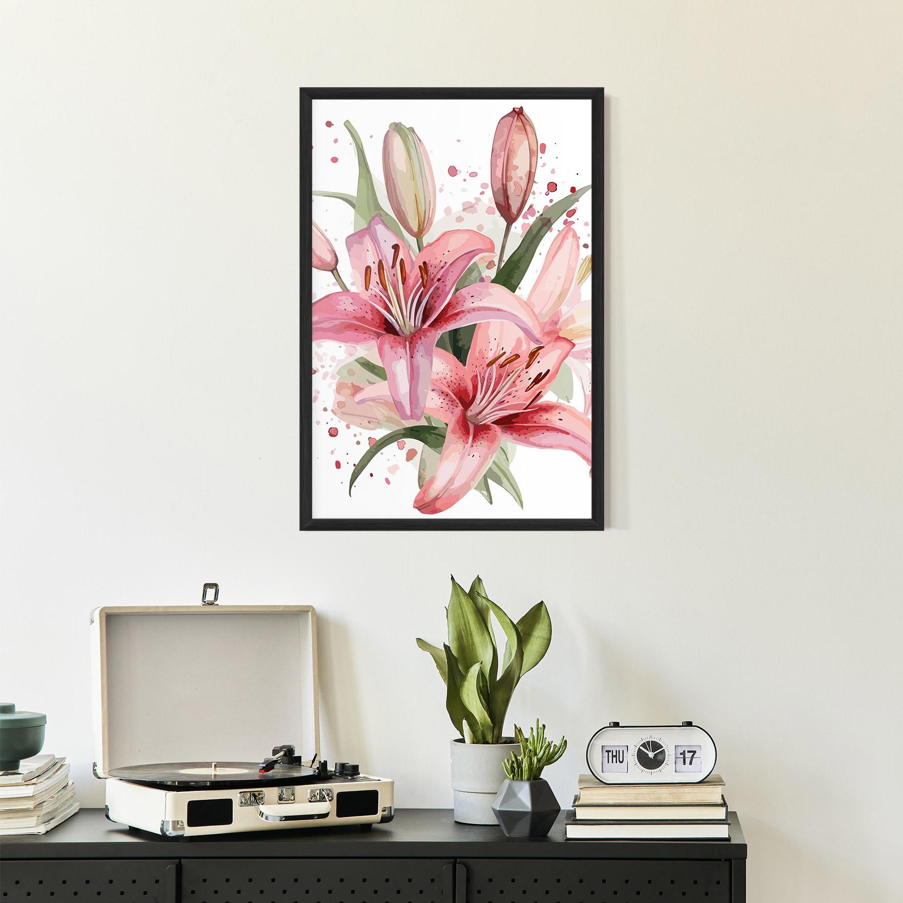 Gerahmte Poster Beautiful Pink Lily mockup 2