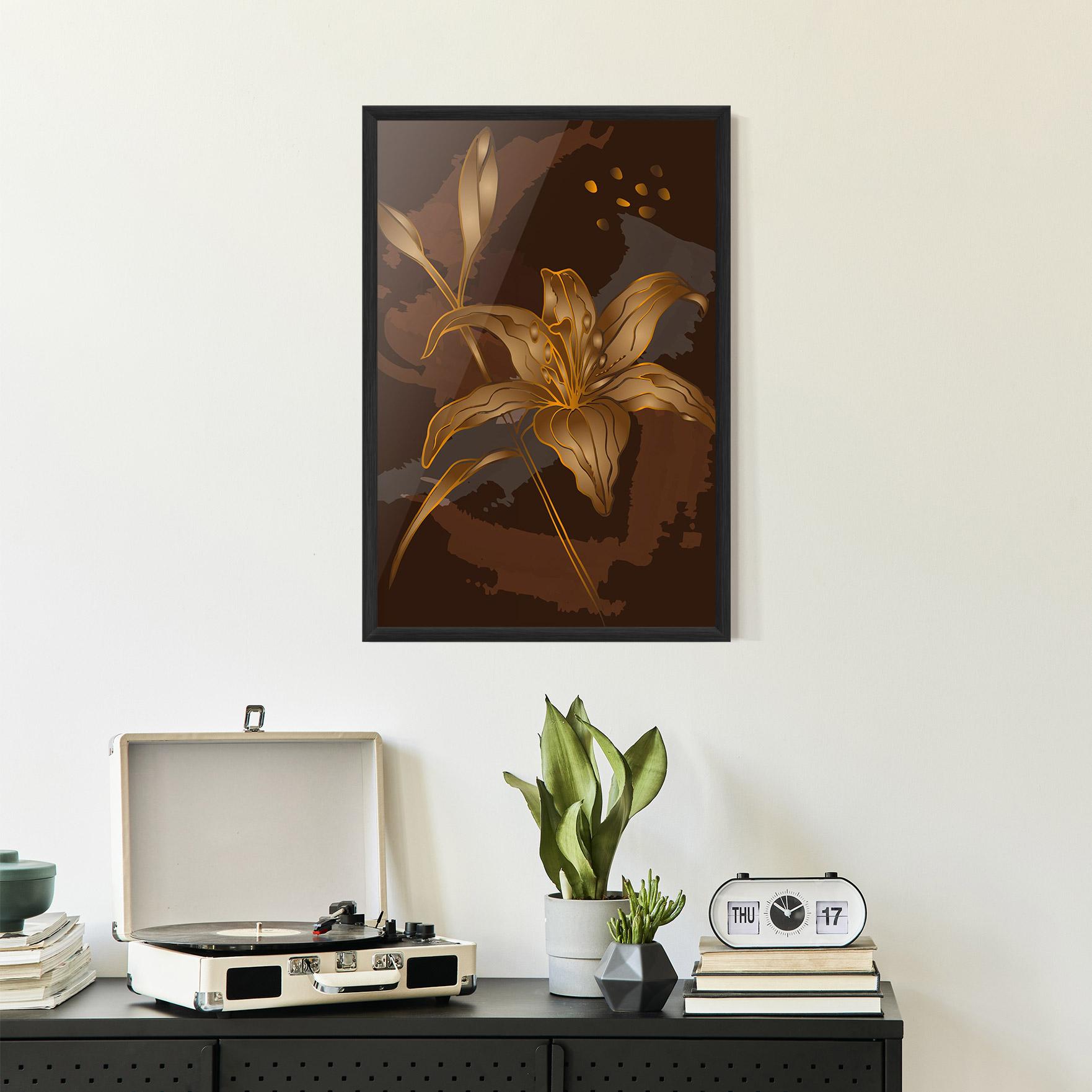 Gerahmte Poster Gold Brown Lily mockup 2