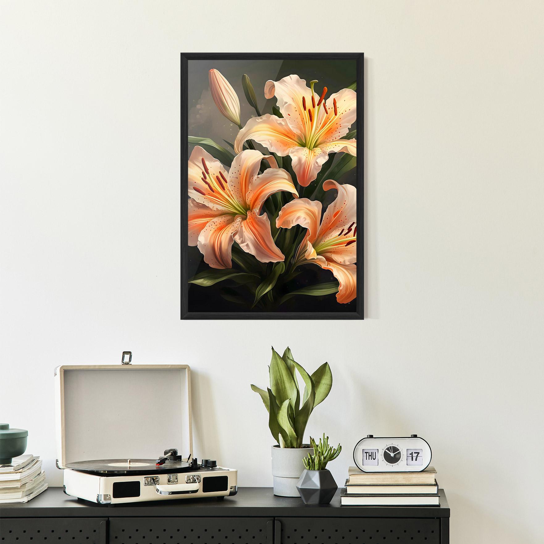 Gerahmte Poster Light Orange Lily mockup 2