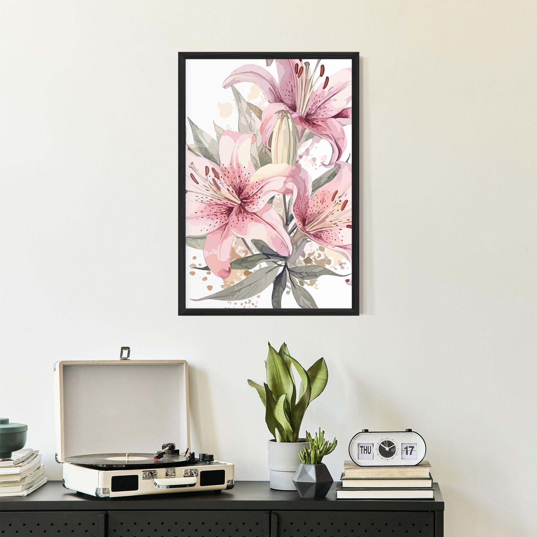 Gerahmte Poster Light Pink Lily Art mockup 2